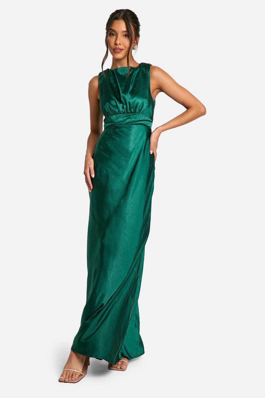 EmeraldSatinCowlBackMaxiDressimagenumber1 SATIN COWL BACK MAXI DRESS - GREEN EVENING