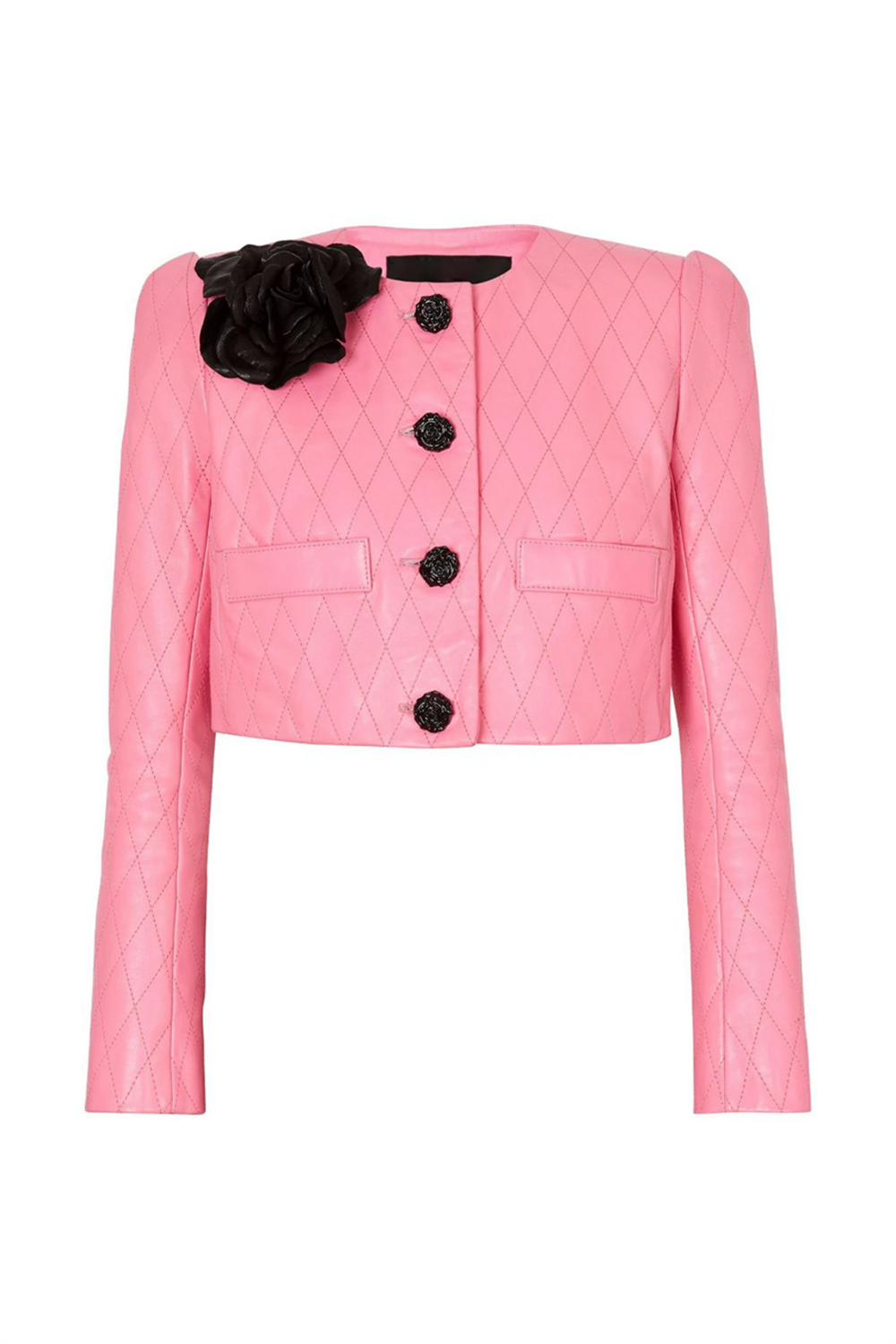 EMORY EMBELLISHED CROPPED LEATHER JACKET