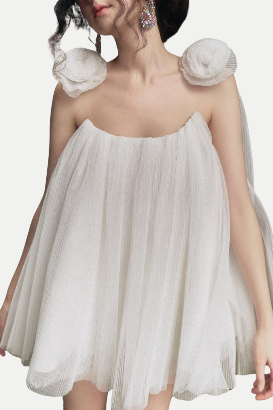 FLORAL CHIFFON RUCHED MINI DRESS FOR WEDDING GUEST