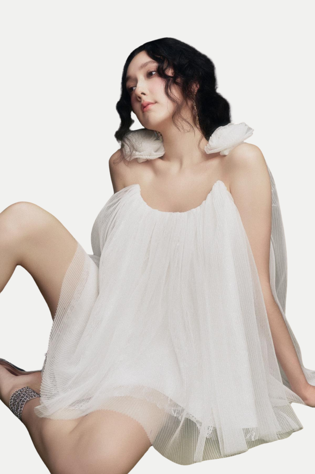 FLORAL CHIFFON RUCHED MINI DRESS FOR WEDDING GUEST