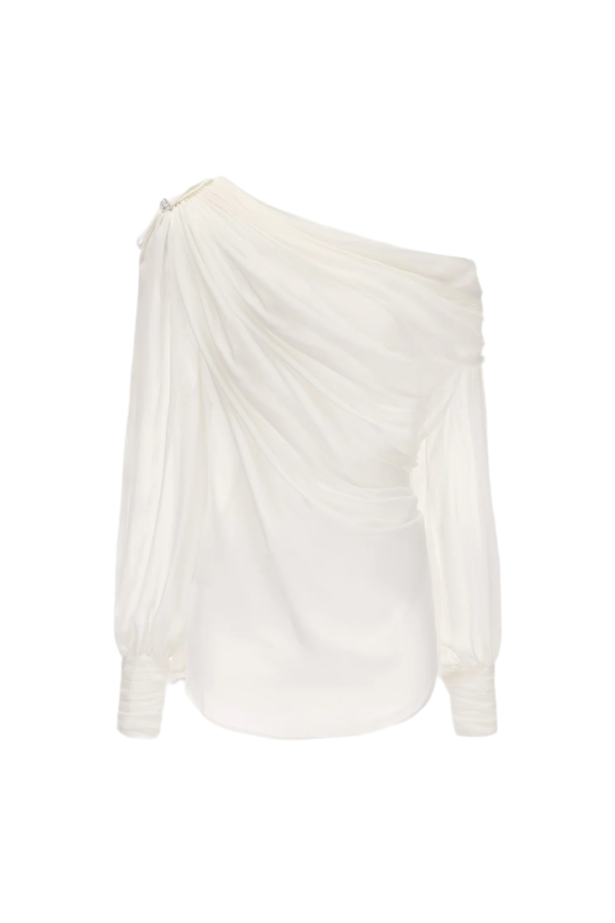 RUCHED CHIFFON RUFFLE SET - WHITE WEDDING GUEST