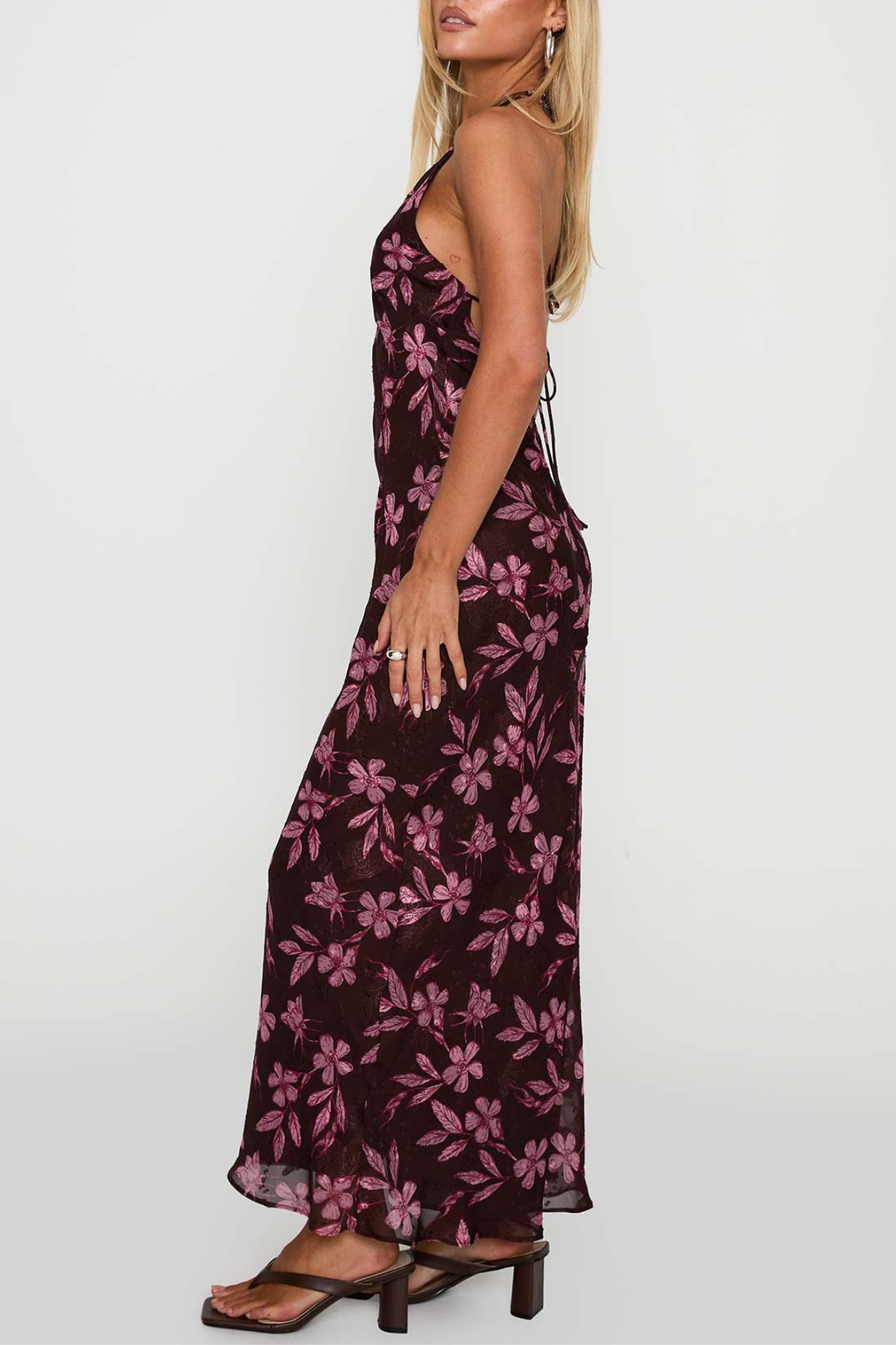 ERBERT FLORAL HALTER MAXI DRESS FOR WEDDING GUEST