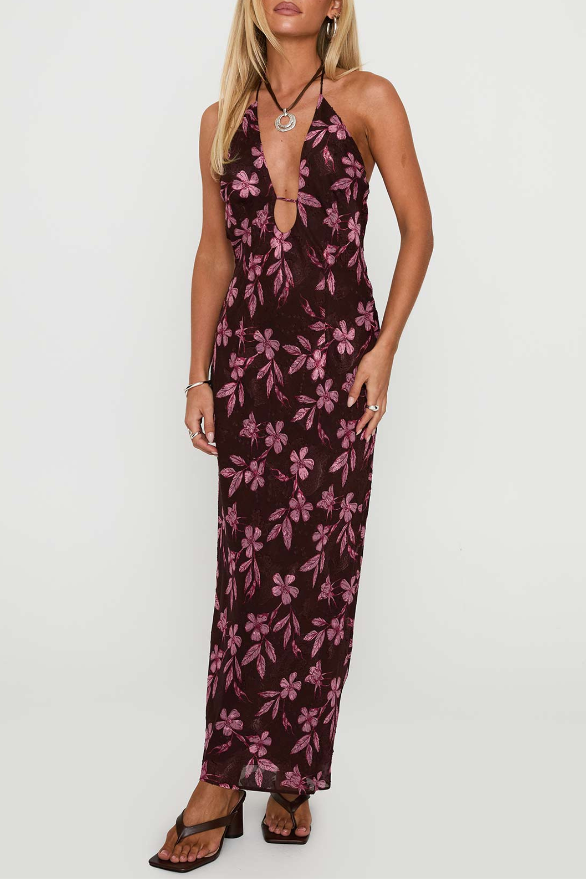 ERBERT FLORAL HALTER MAXI DRESS FOR WEDDING GUEST
