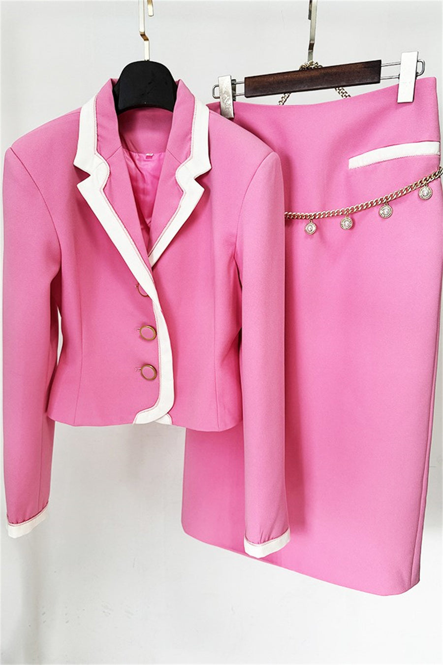 ERIKA TWO-PIECE SET – CONTRAST TRIM BLAZER & SKIRT