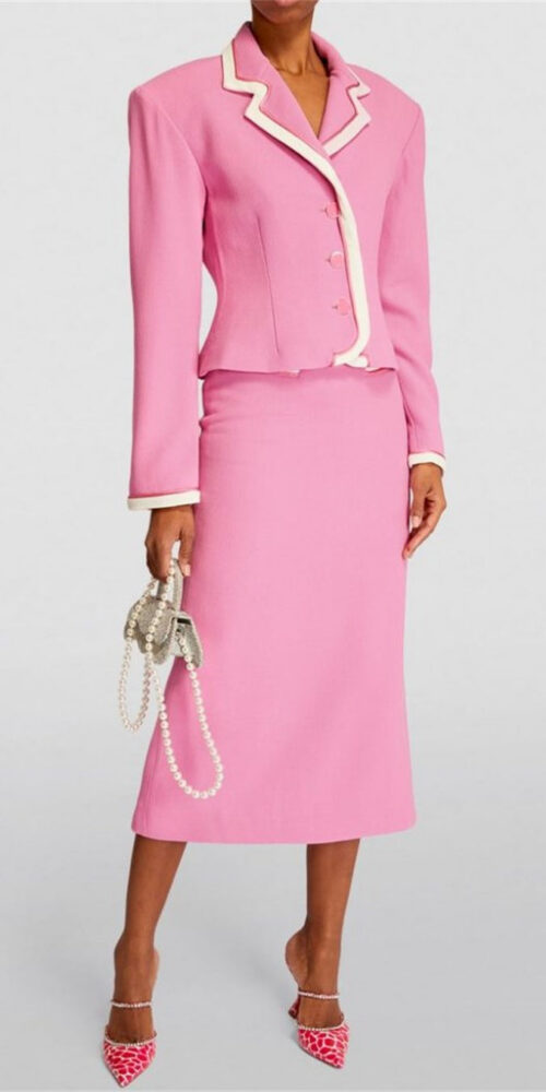 Erika Contrast-Trim Jacket Two Piece Set Erika Contrast-Trim Jacket Two Piece Set