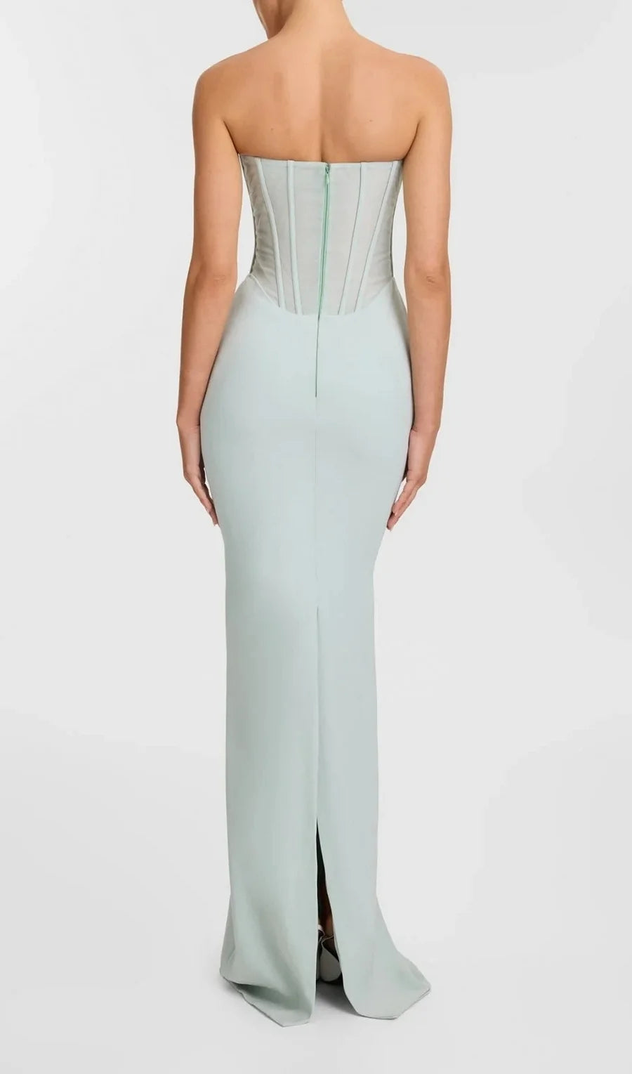 RAMIRE STRAPLESS MESH CORSET MAXI DRESS