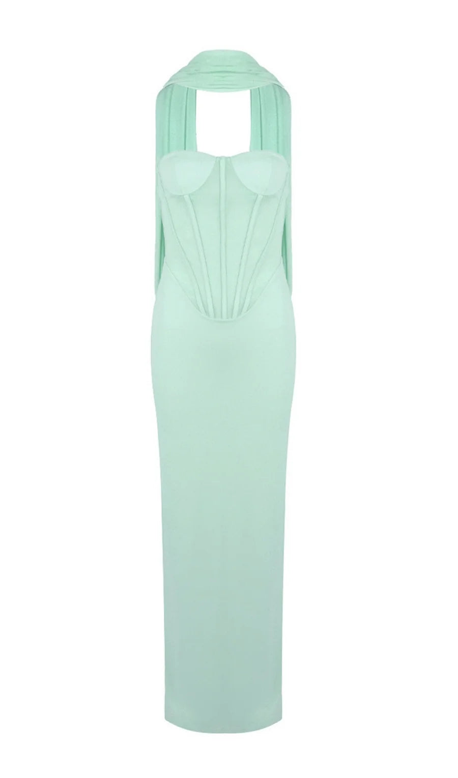 RAMIRE STRAPLESS MESH CORSET MAXI DRESS