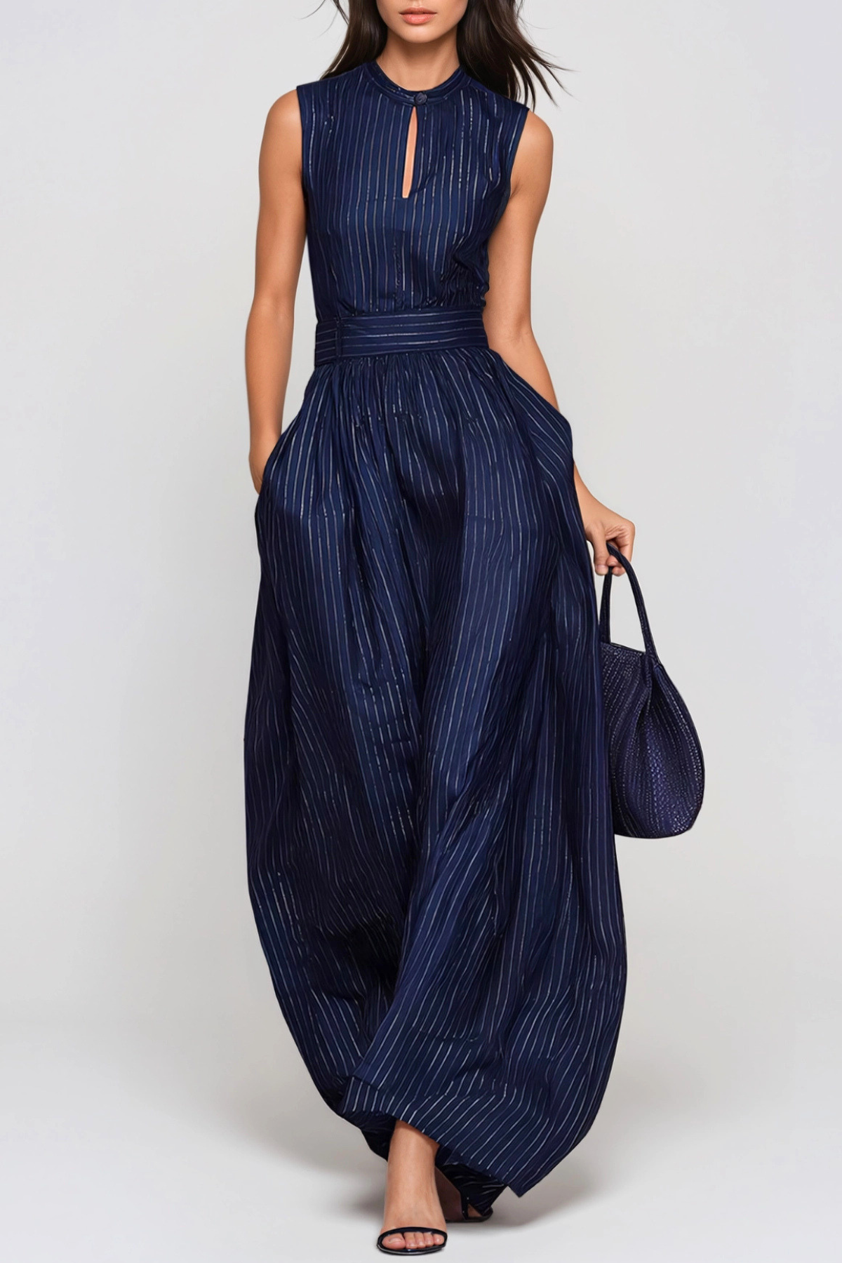 EufemiaSleevelessStripeCutoutJumpsuit-Navy1 EUFEMIA STRIPE CUTOUT JUMPSUIT - NAVY