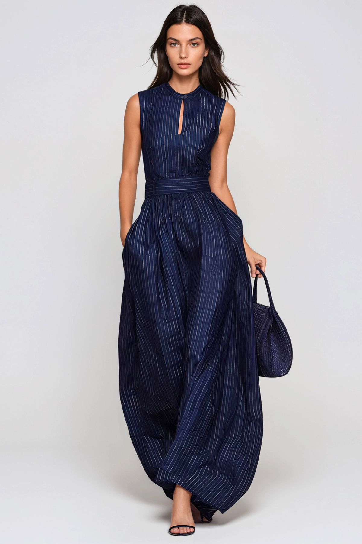 EUFEMIA STRIPE CUTOUT JUMPSUIT - NAVY