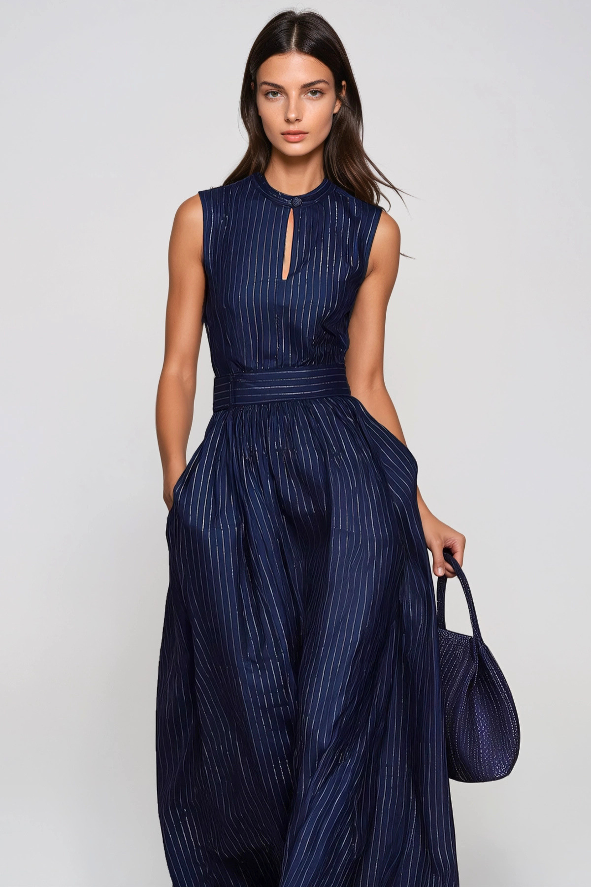 EUFEMIA STRIPE CUTOUT JUMPSUIT - NAVY