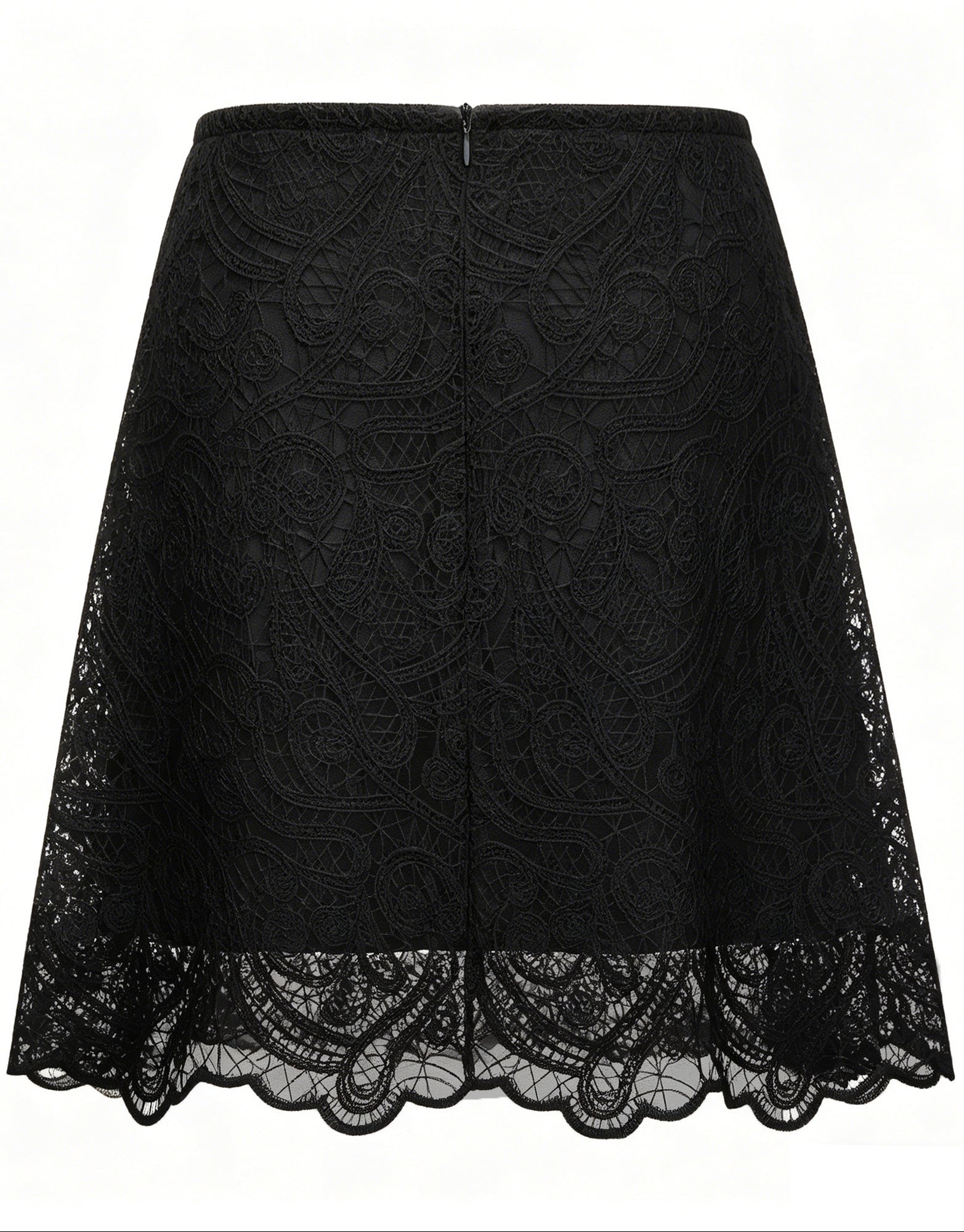 BLACK LACE PUFF SLEEVE TOP & A-LINE SKIRT SET
