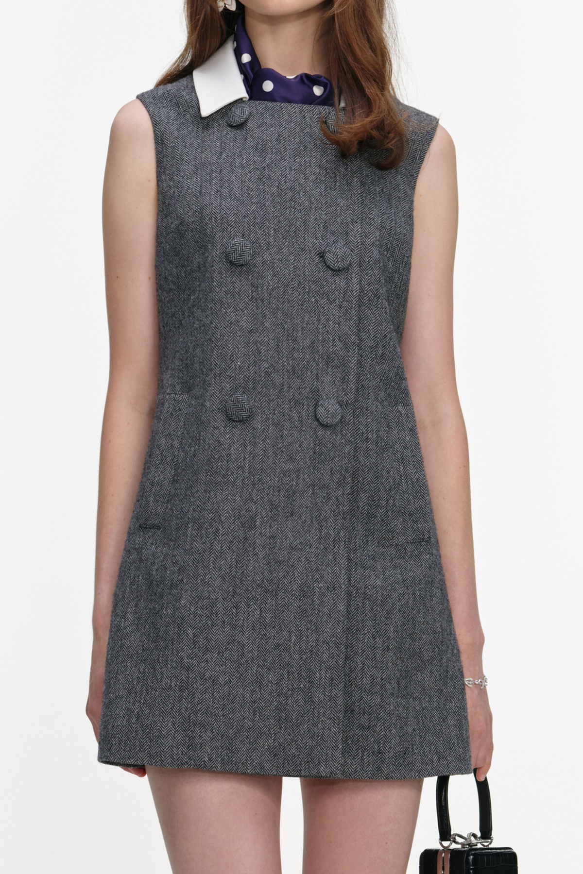 EurydaHerringboneScarfSleevelessMiniDress_1 EURYDA HERRINGBONE SCARF SLEEVELESS MINI DRESS