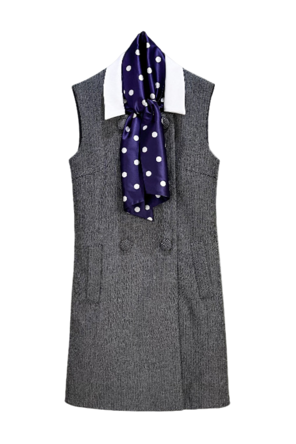 EurydaHerringboneScarfSleevelessMiniDress_6 EURYDA HERRINGBONE SCARF SLEEVELESS MINI DRESS
