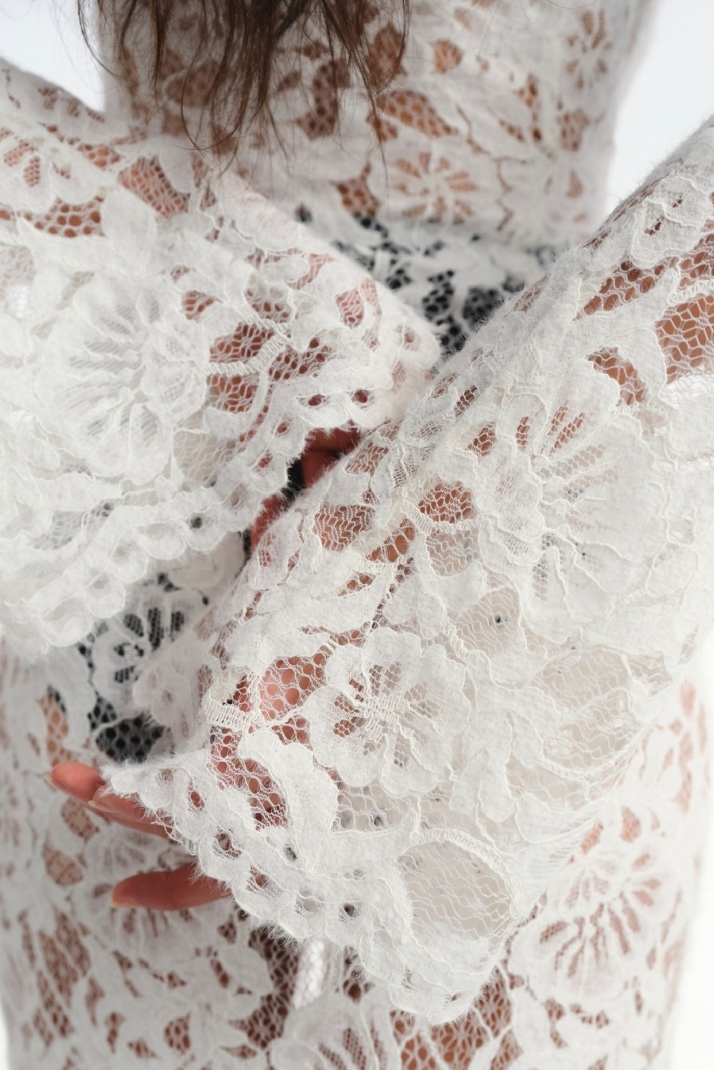 LACE FRONT SPLIT MIDI DRESS FOR WEDDING