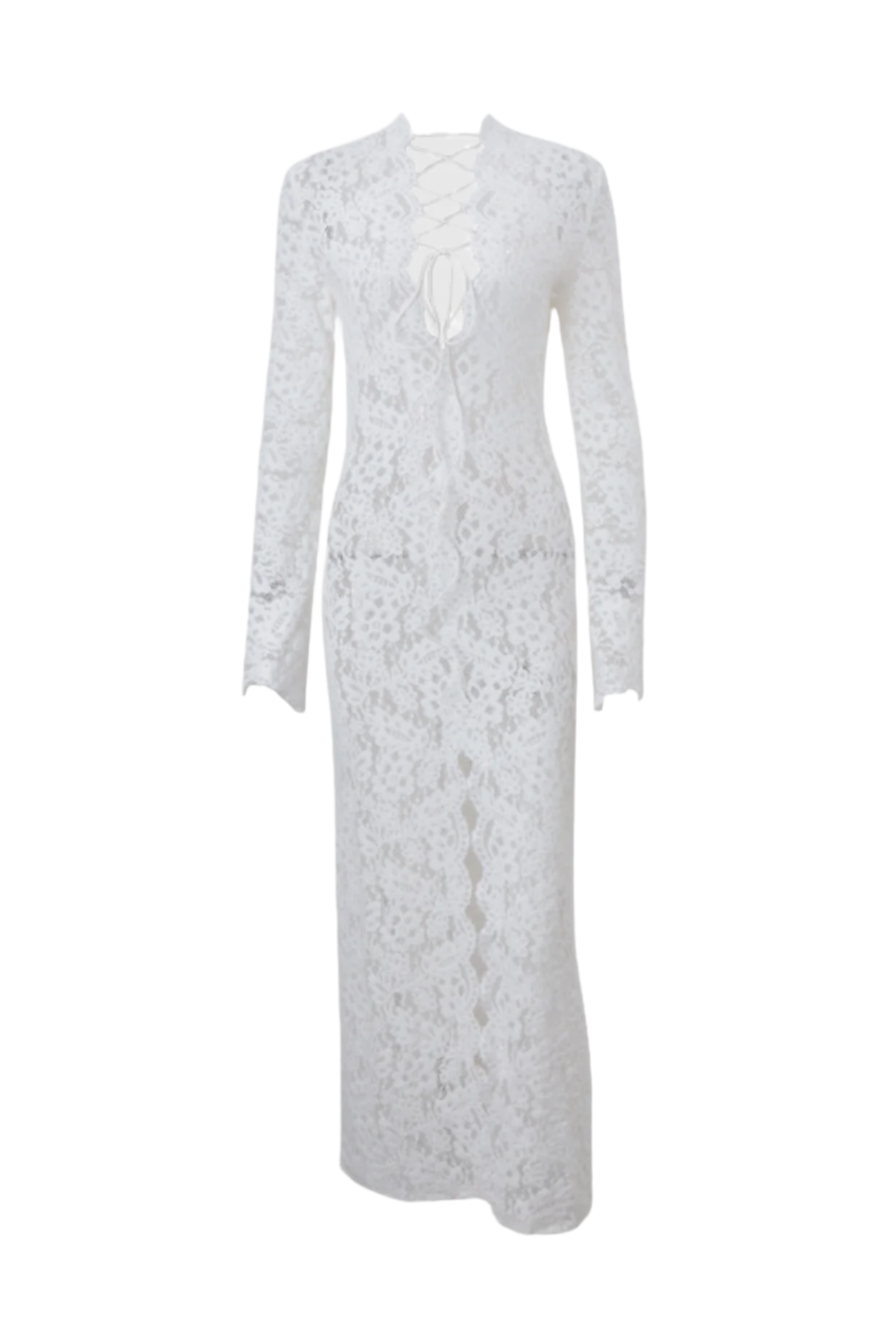 LACE FRONT SPLIT MIDI DRESS FOR WEDDING