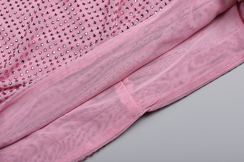 SHIMMERY PINK FEATHER MINI DRESS FOR PARTY
