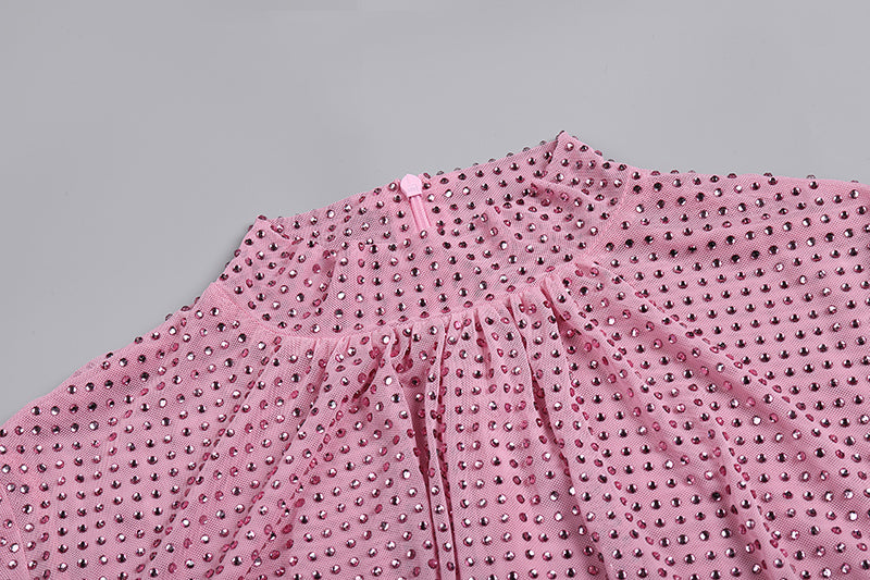 SHIMMERY PINK FEATHER MINI DRESS FOR PARTY