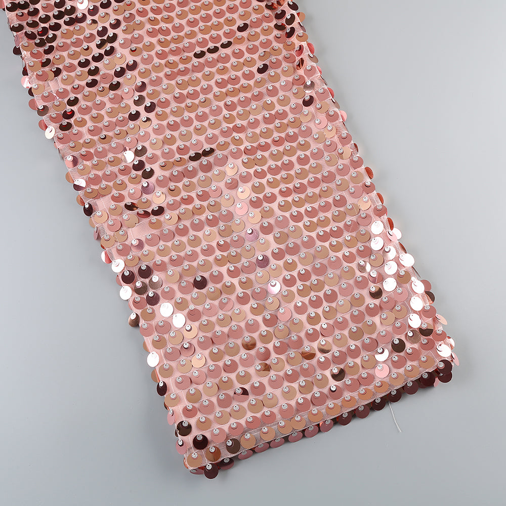 SEQUIN STRAP MIDI DRESS FOR EVENING PARTY