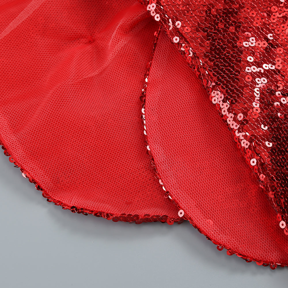 RED FLORAL SEQUIN MINI DRESS PARTY