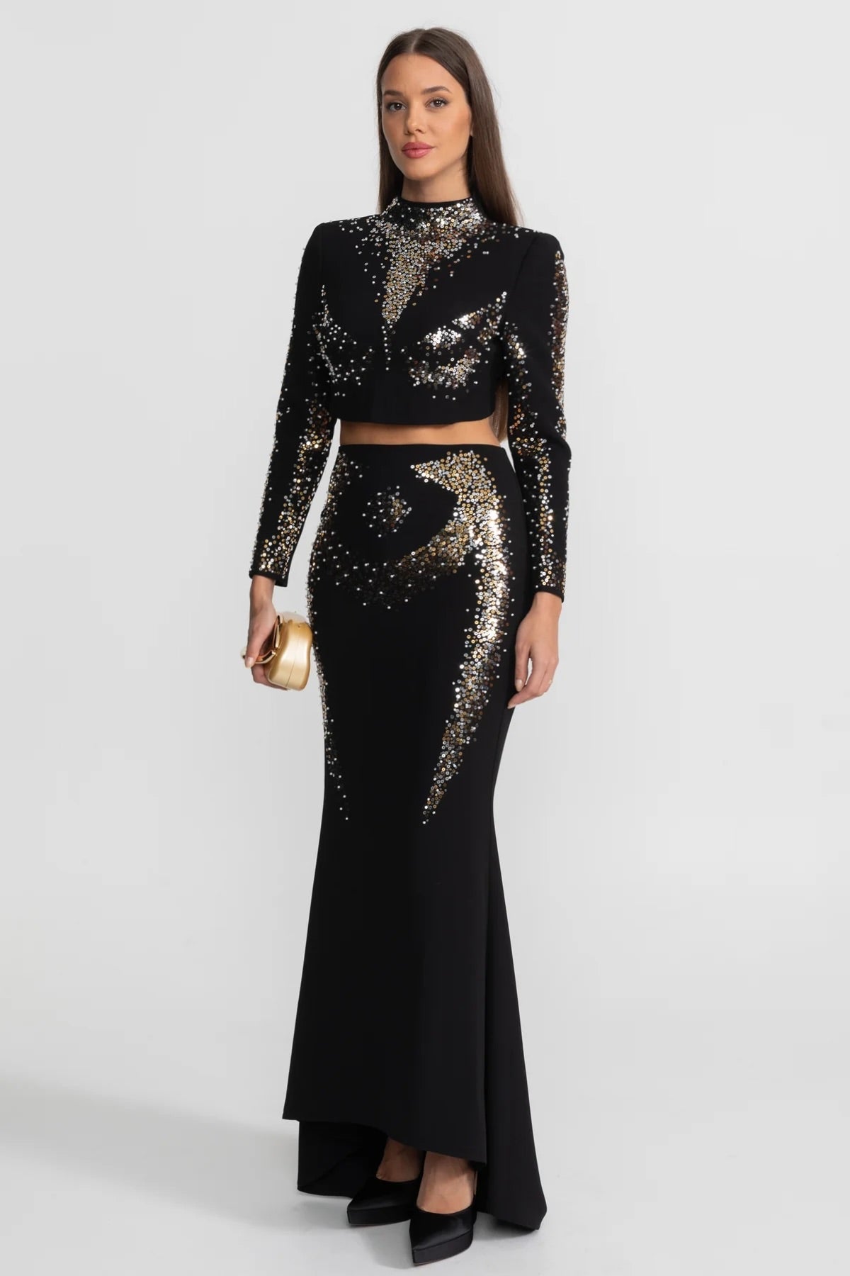 BLACK ROSALIND SEQUIN CO-ORD SET, PARTY