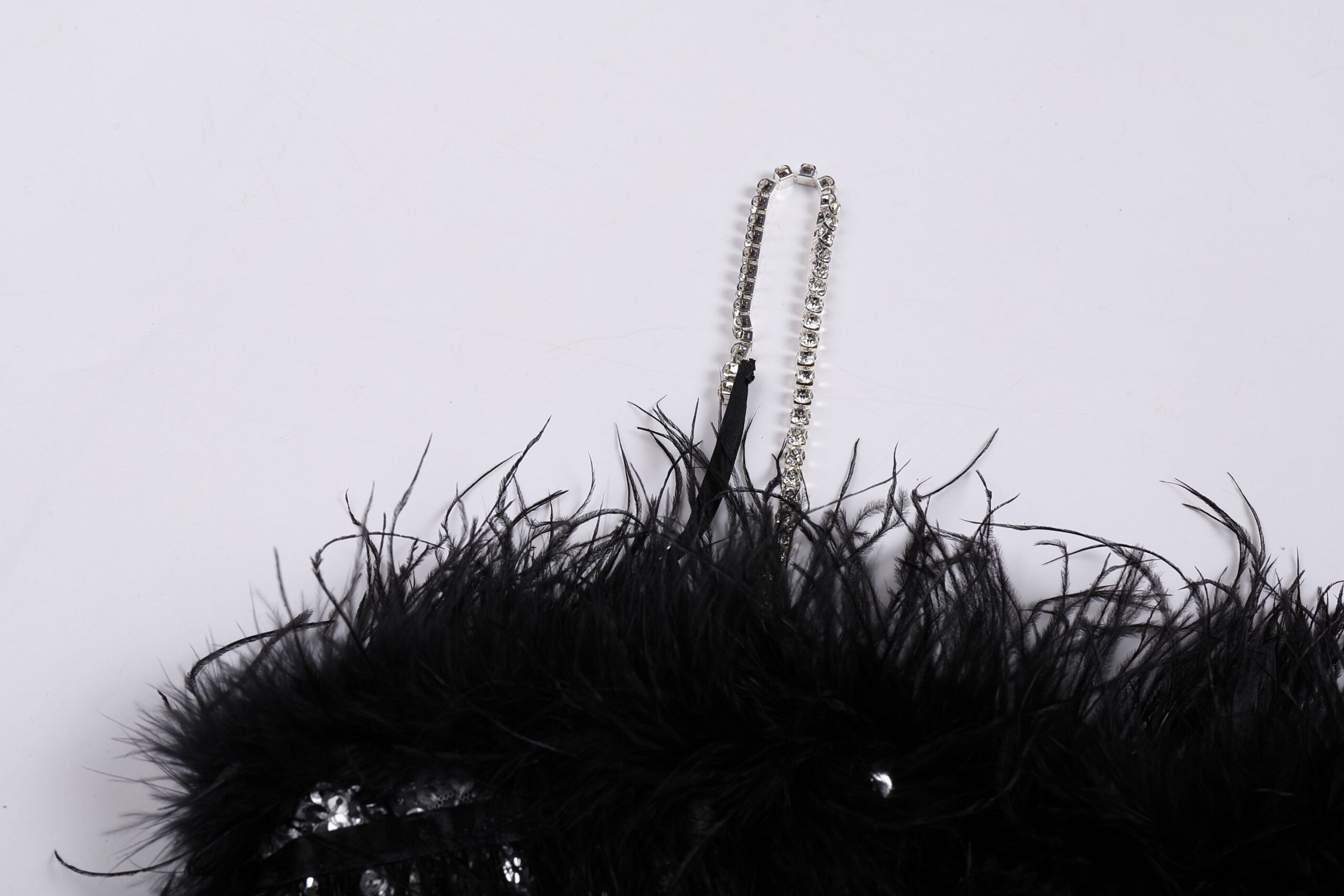 SEQUIN FEATHER SUSPENDER DRESS FOR PARTY