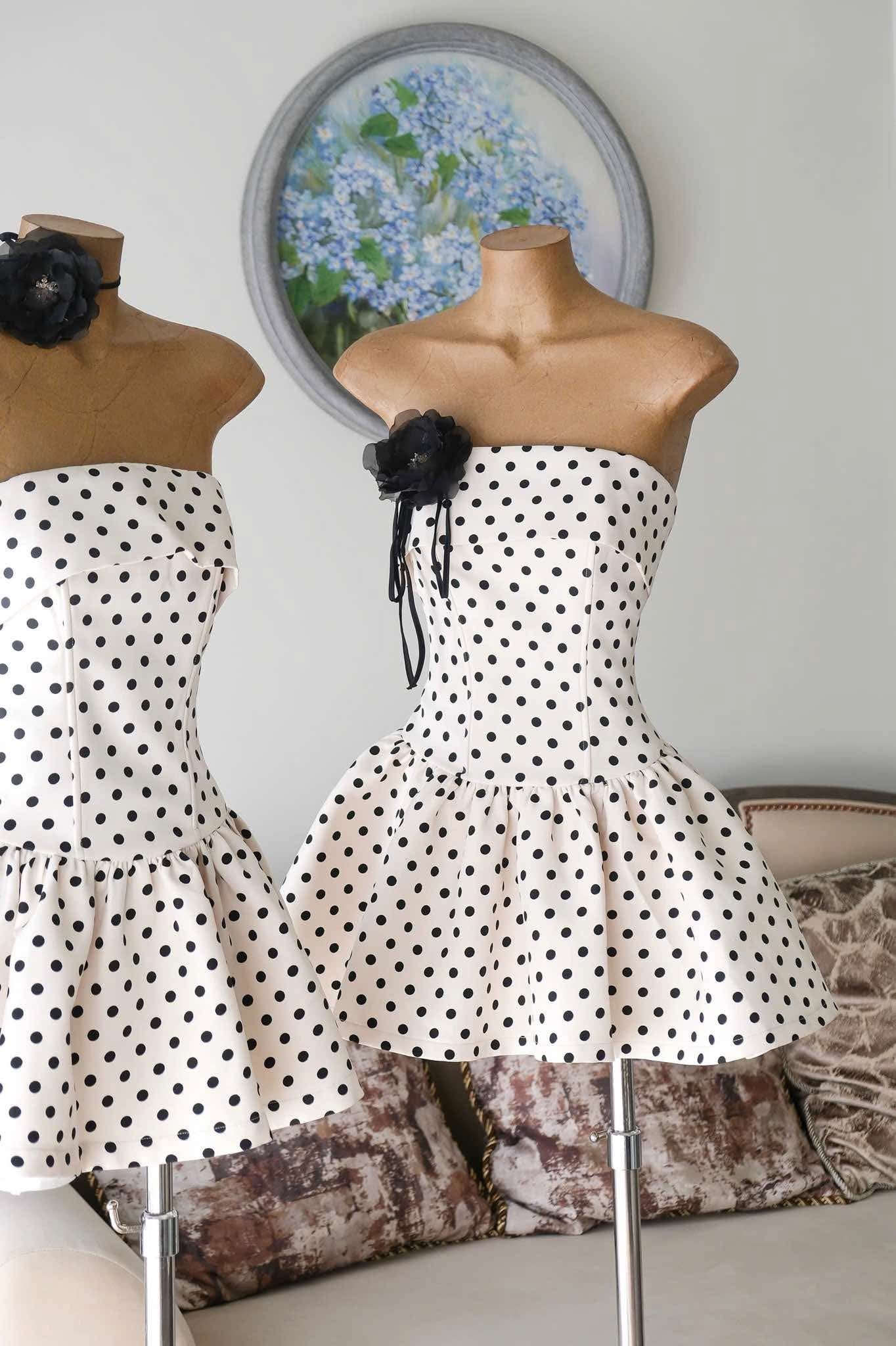 LUMI DOT STRAPLESS MINI DRESS FOR PARTY