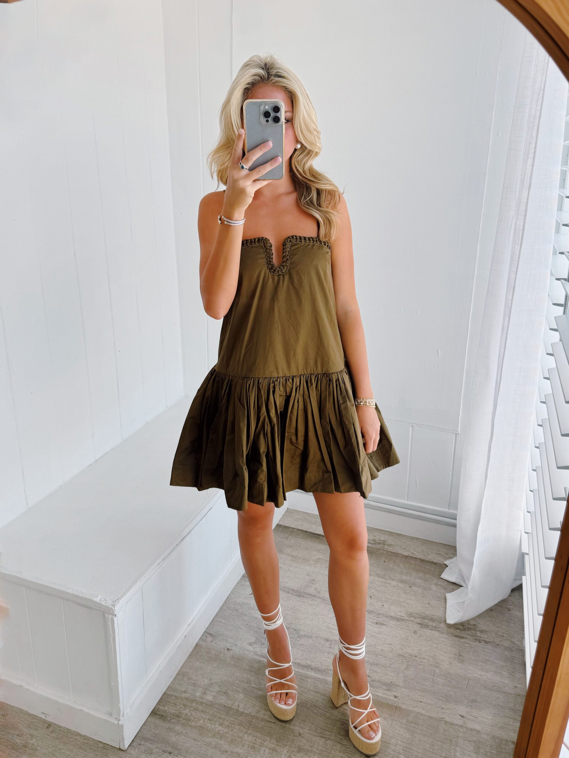 EMMA SWEETHEART OLIVE GREEN MINI DRESS FOR DATE NIGHT