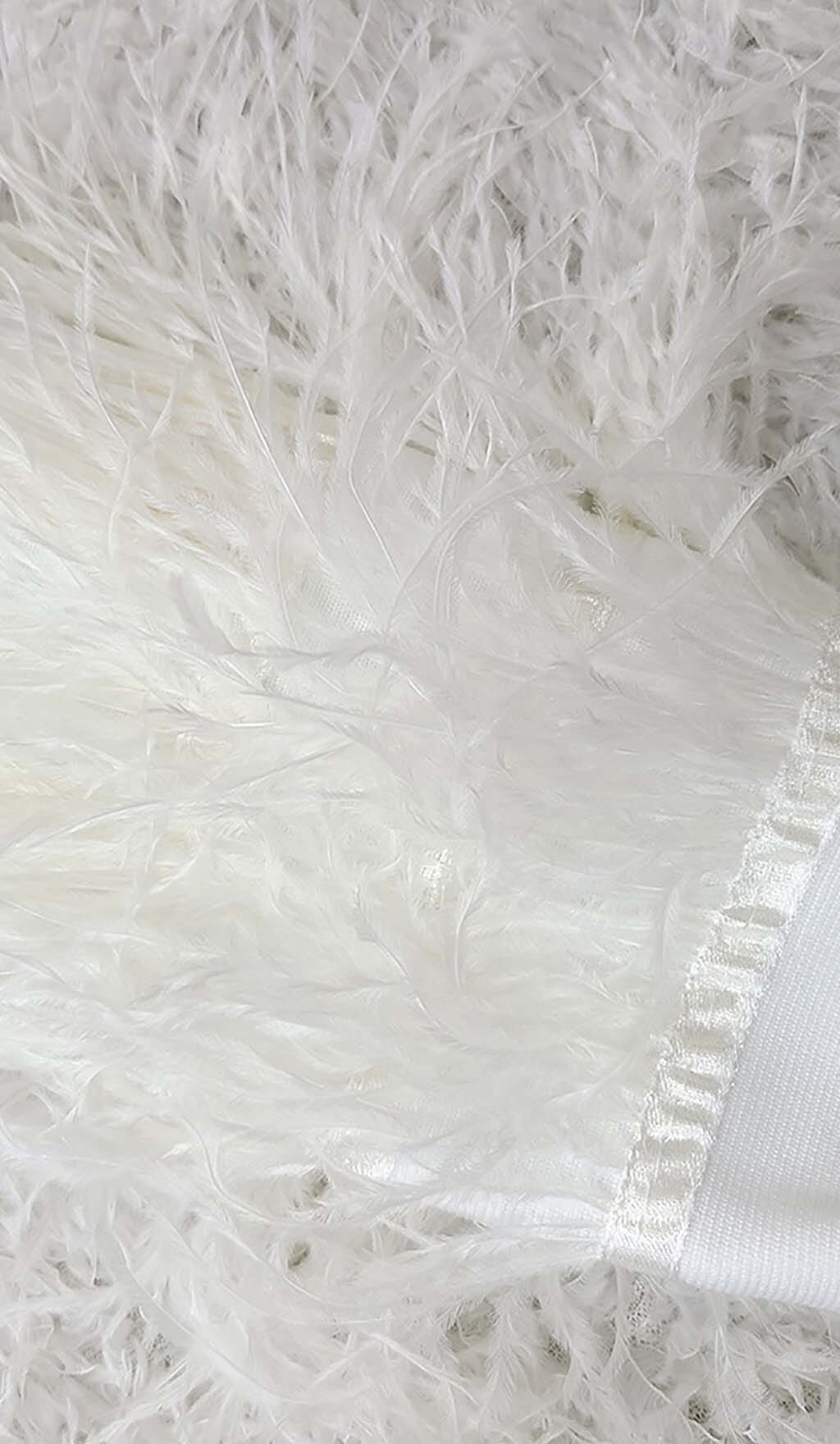 FEATHER BANDAGE MINI DRESS WHITE PARTY