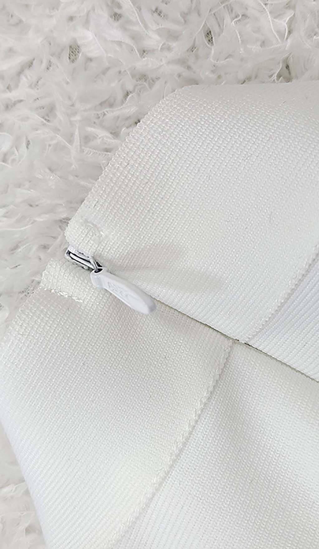 FEATHER BANDAGE MINI DRESS WHITE PARTY