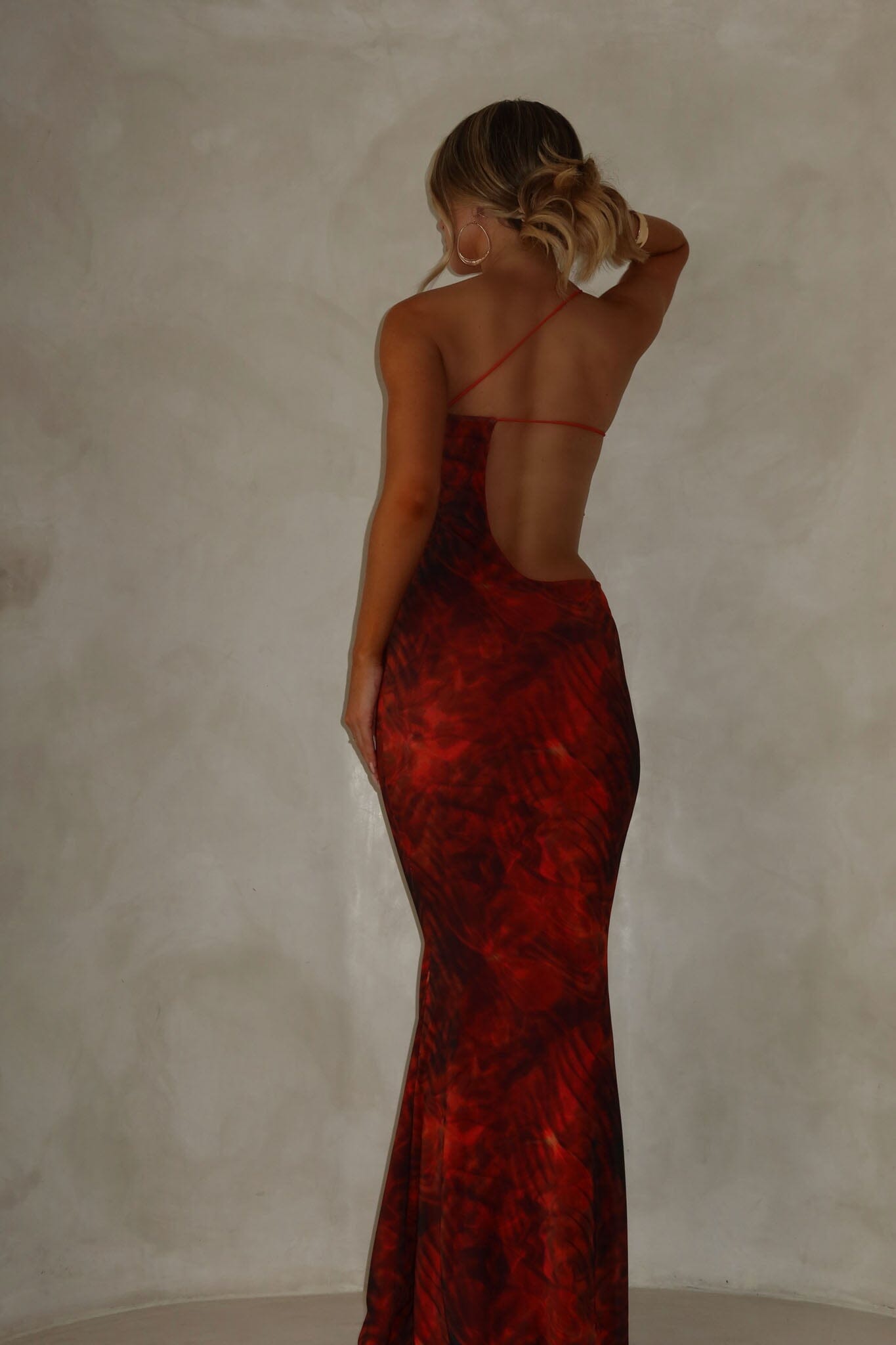 CUT OUT PRINTED MAXI DRESS ORANGE