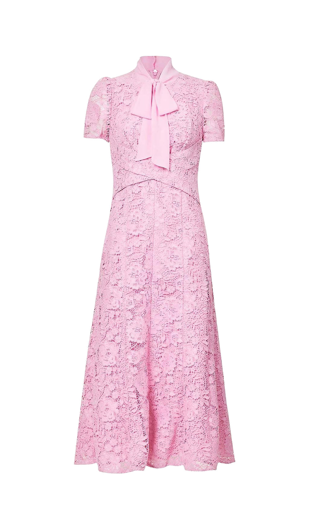 LACE TRUMPET MIDI DRESS FOR WEDDING GUEST