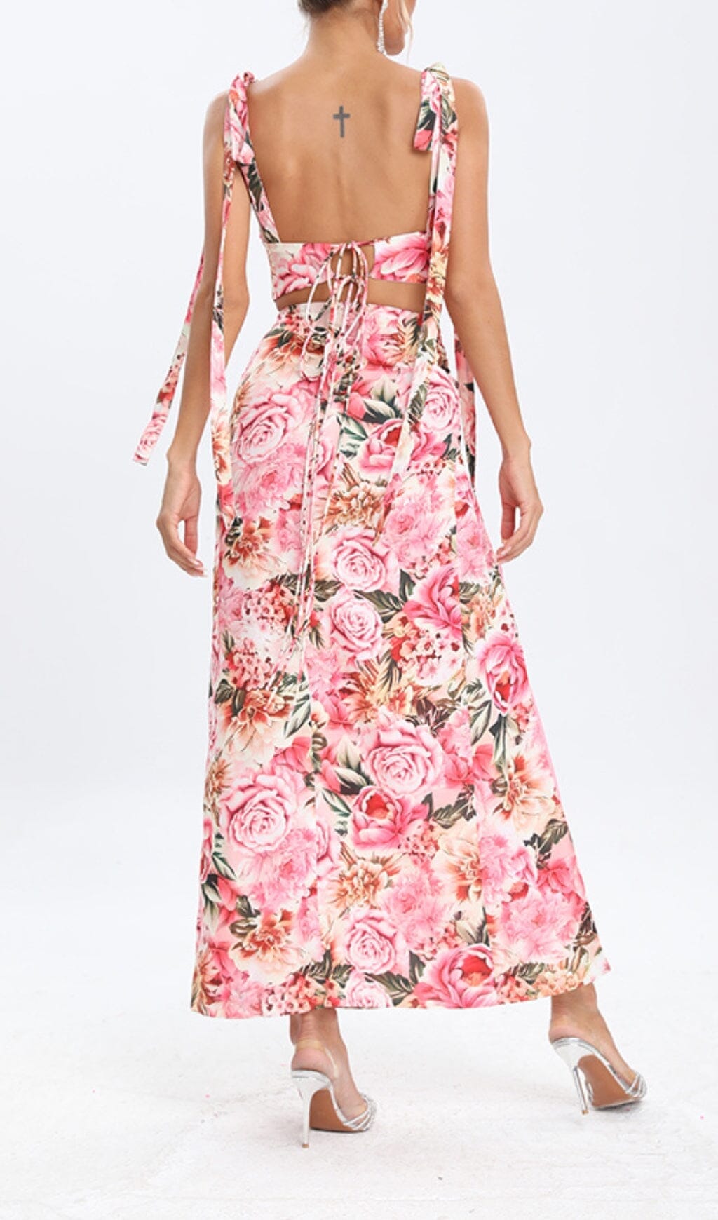 FLORAL PINK TWO PIECE SET FOR PARTIES
