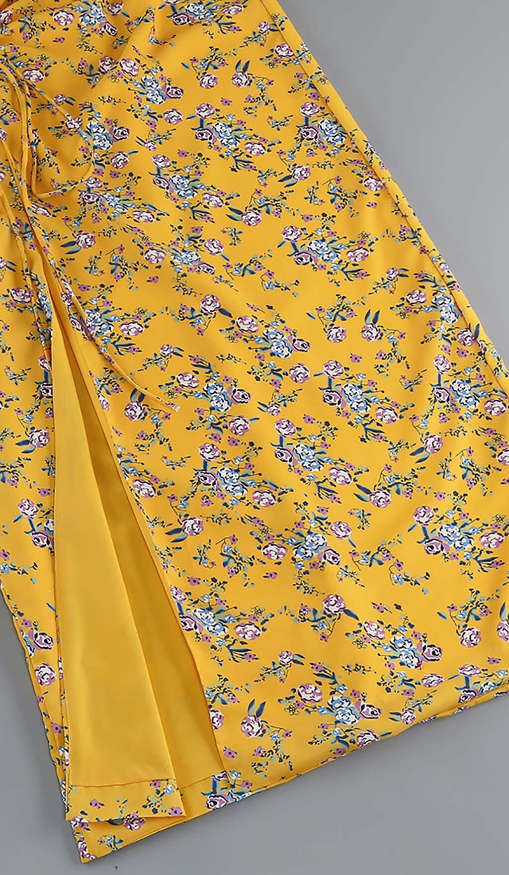 FLORAL YELLOW TWO PIECE SET FOR PARTIES