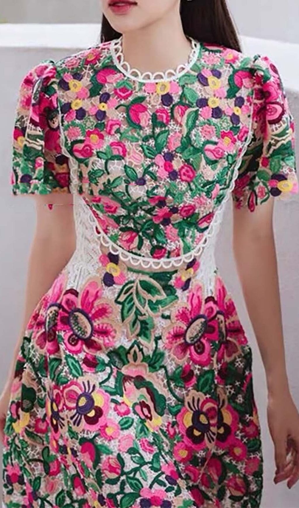 FLORAL LACE LIPSTICK DRESS, EMBROIDERED COCKTAIL
