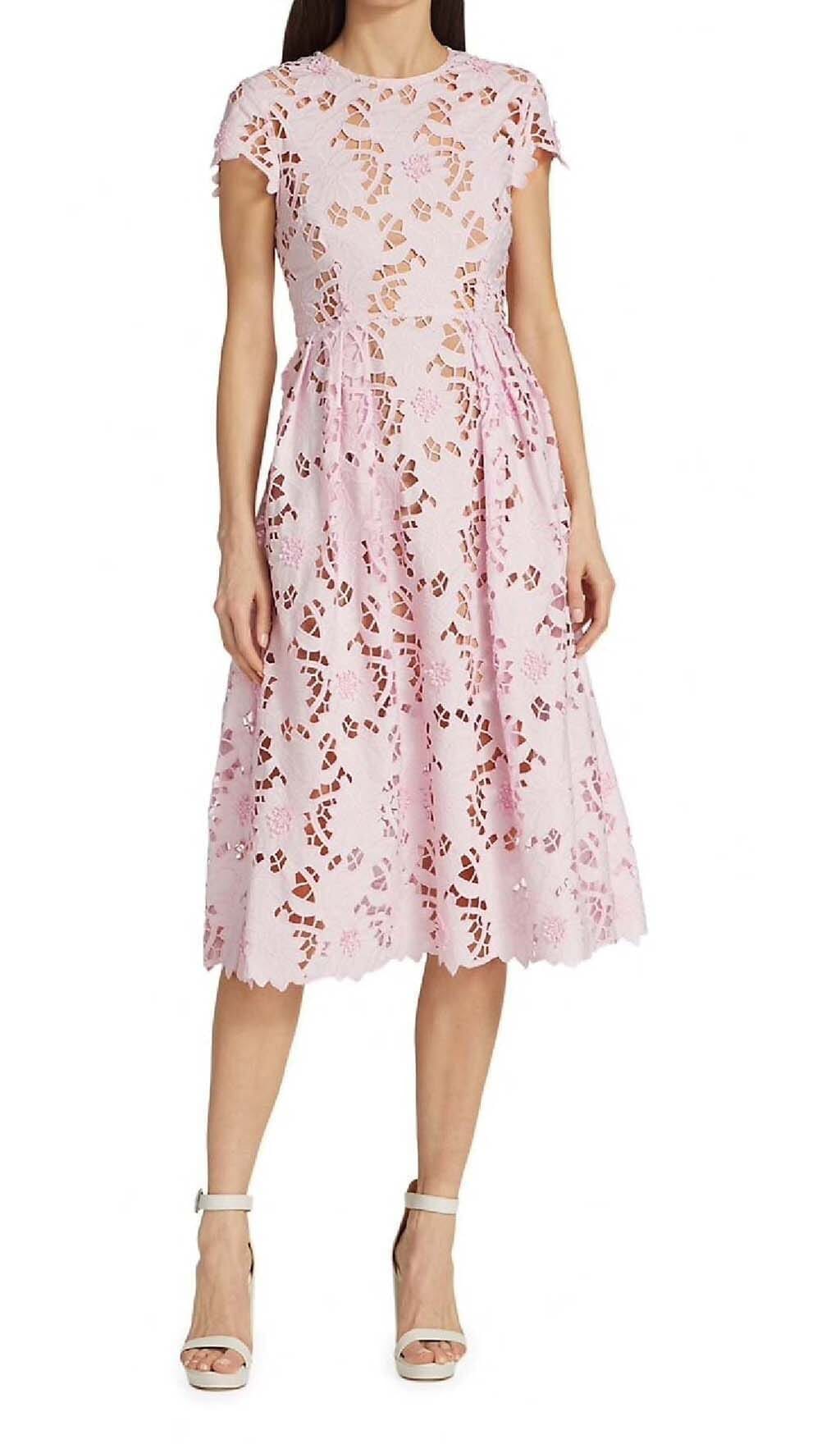 FLORAL LACE MIDI DRESS FOR WEDDING GUEST