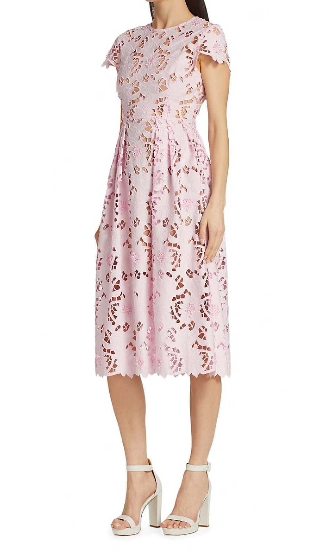 FLORAL LACE MIDI DRESS FOR WEDDING GUEST