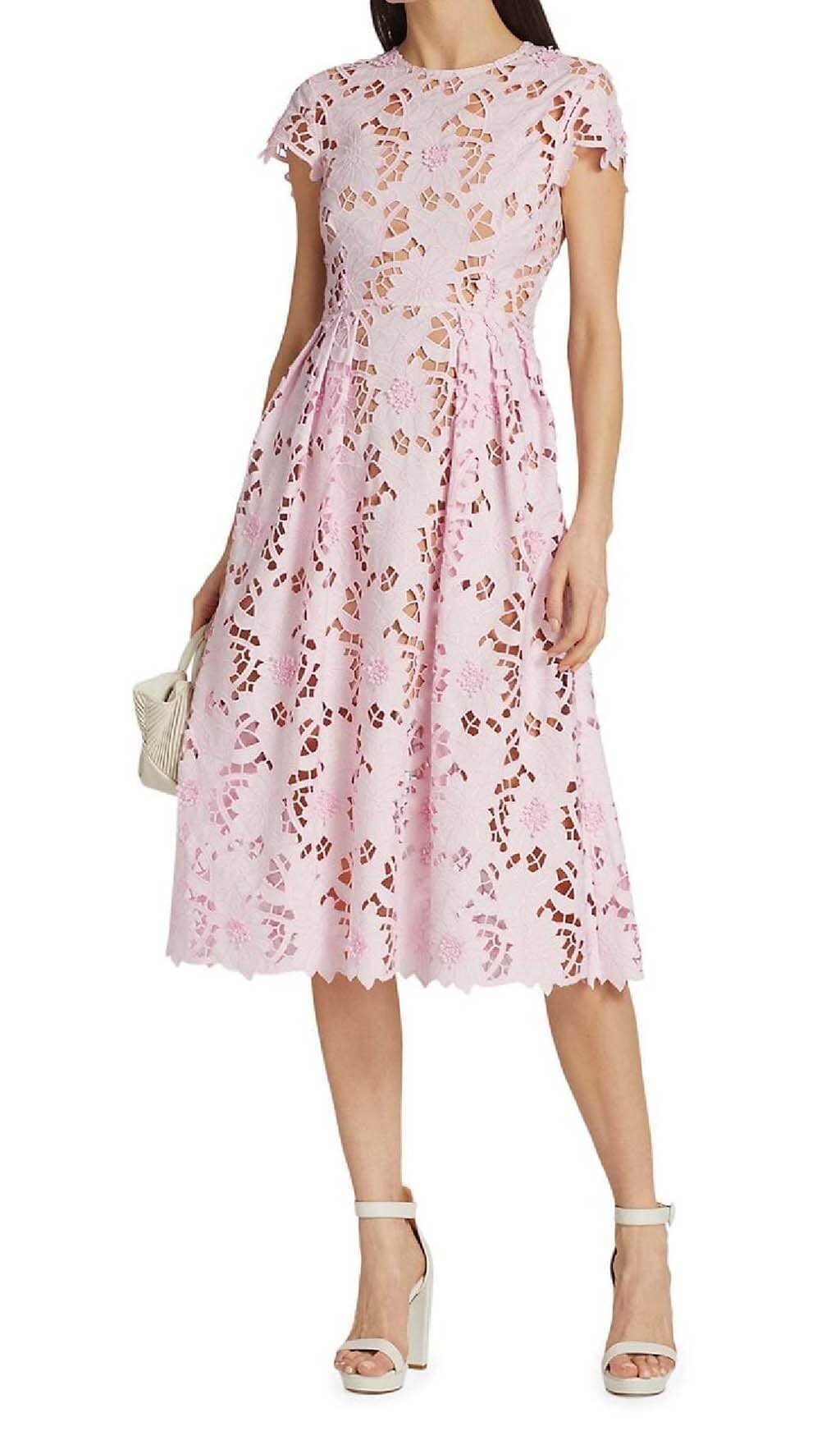 FLORAL LACE MIDI DRESS FOR WEDDING GUEST
