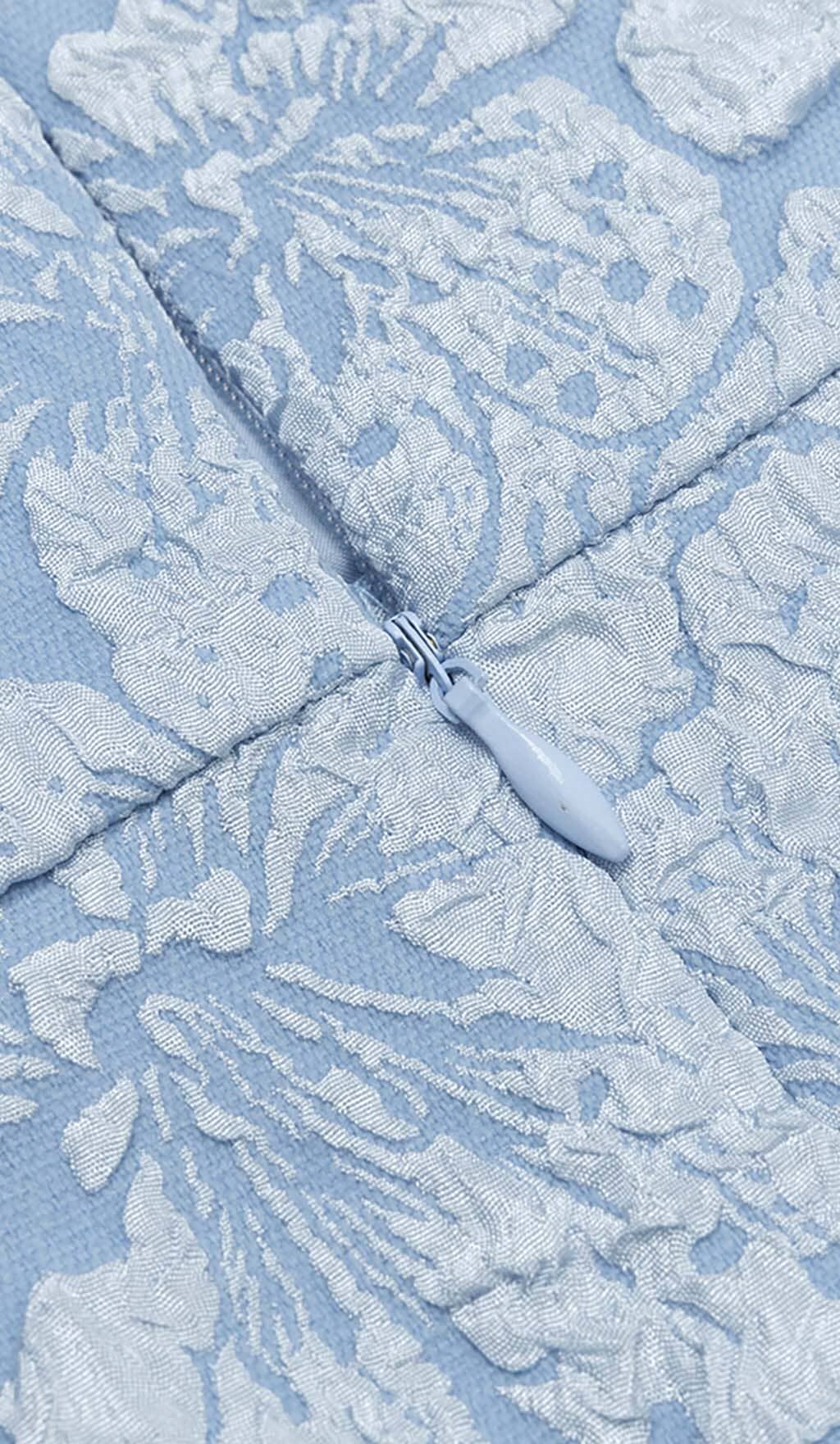 JACQUARD PUFF SLEEVE MIDI DRESS SKY BLUE