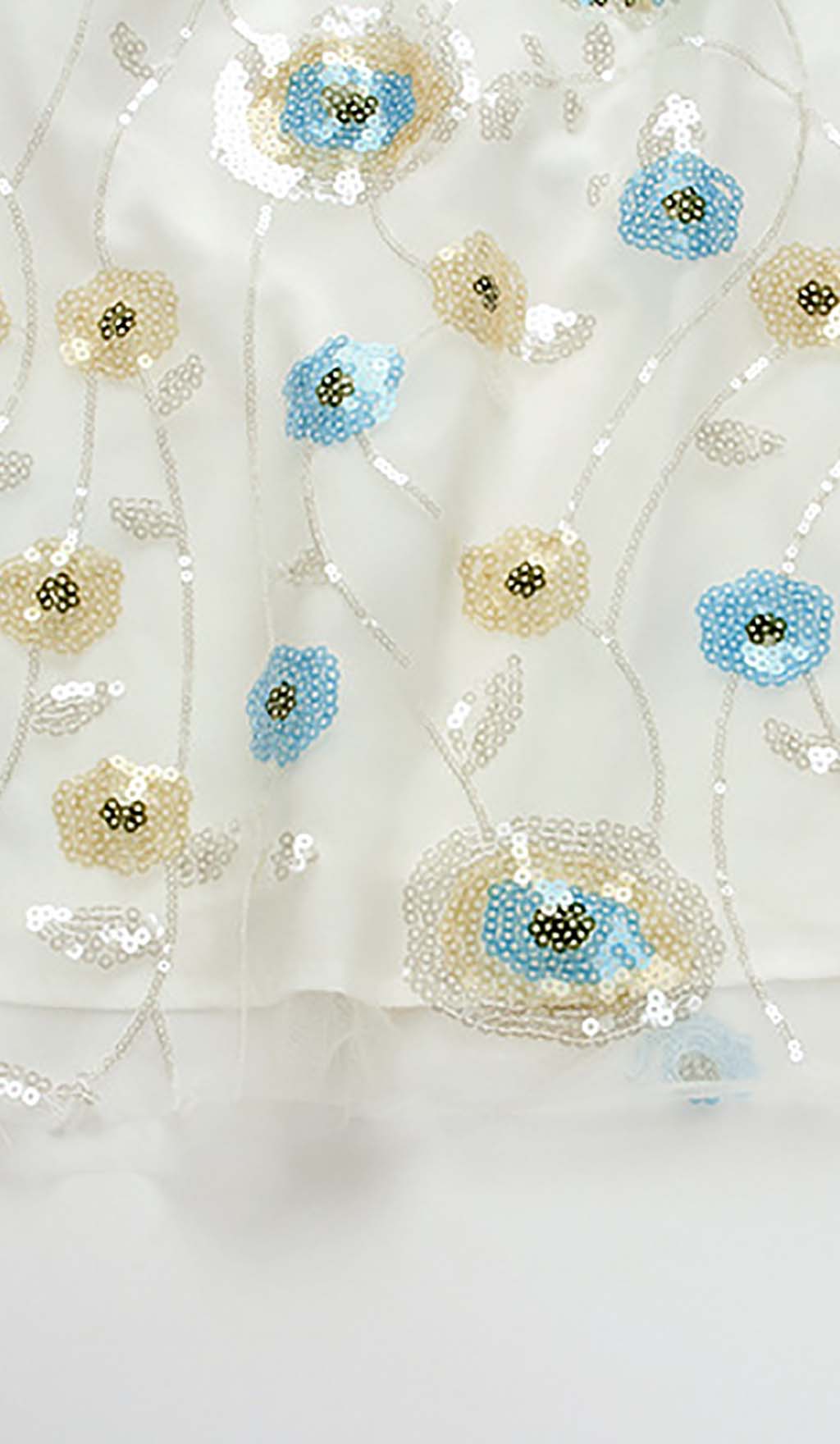 FLORAL SEQUIN MINI DRESS FOR PARTY WHITE