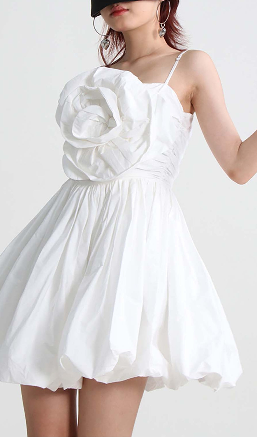 FLORAL APPLIQUE SLIM MINI DRESS, WHITE