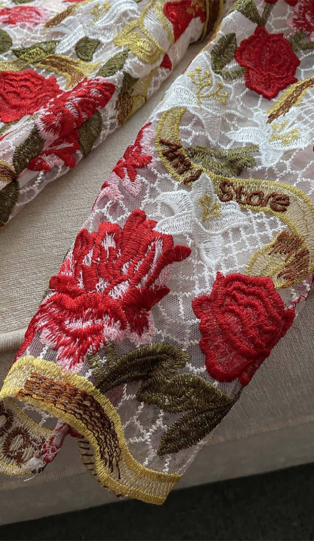 FLORAL EMBROIDERY RED MINI DRESS FOR PARTY