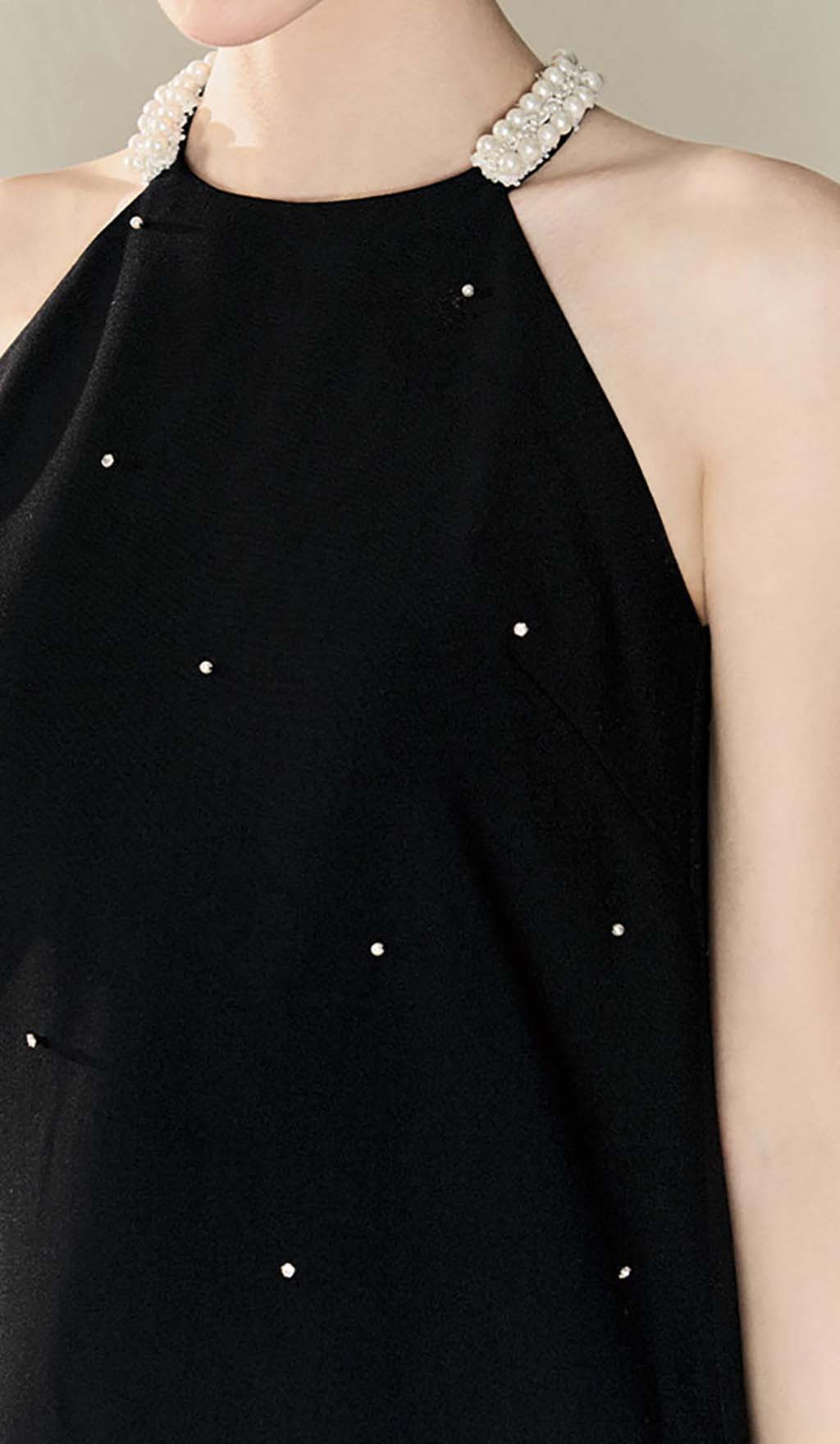 FRILL PEARL MINI DRESS BLACK COCKTAIL PARTY