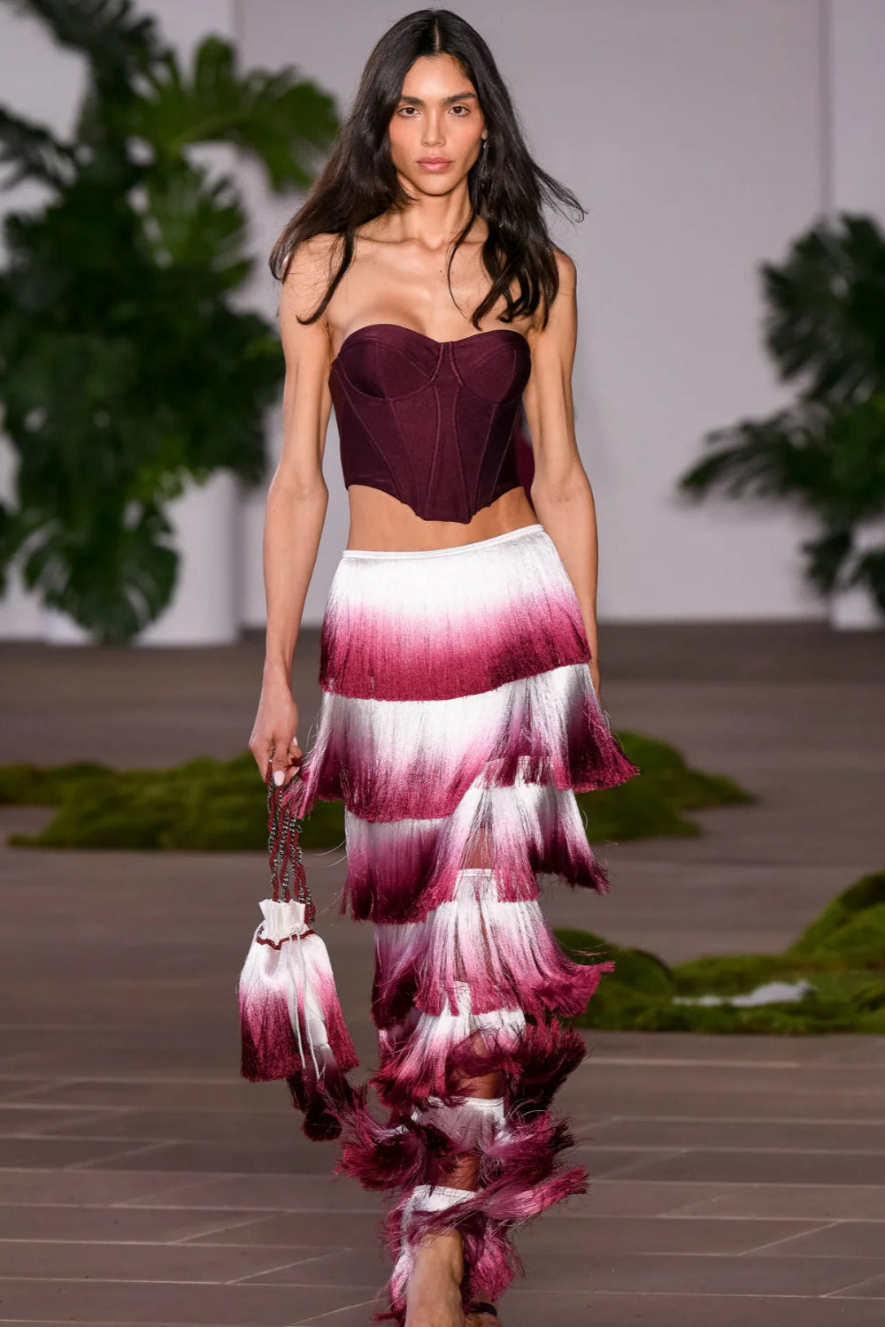 DESPO GRADIENT FRINGE CORSET BANDAGE TWO-PIECE SET