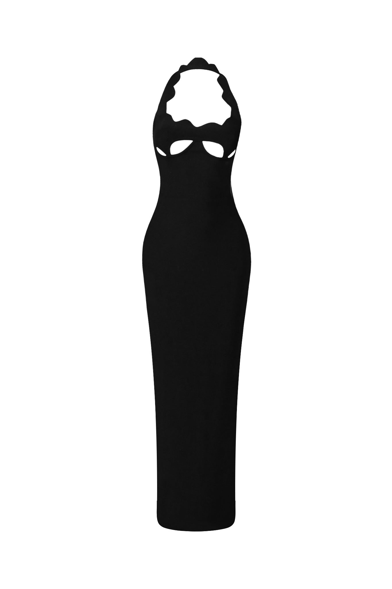 LARA CUTOUT BACKLESS HALTER BANDAGE MAXI DRESS BLACK
