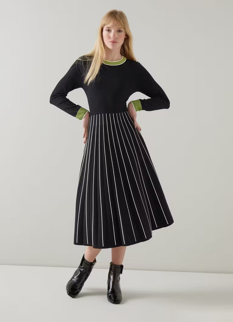 FARA BLACK KNIT MULTI DRESS FOR PARTY