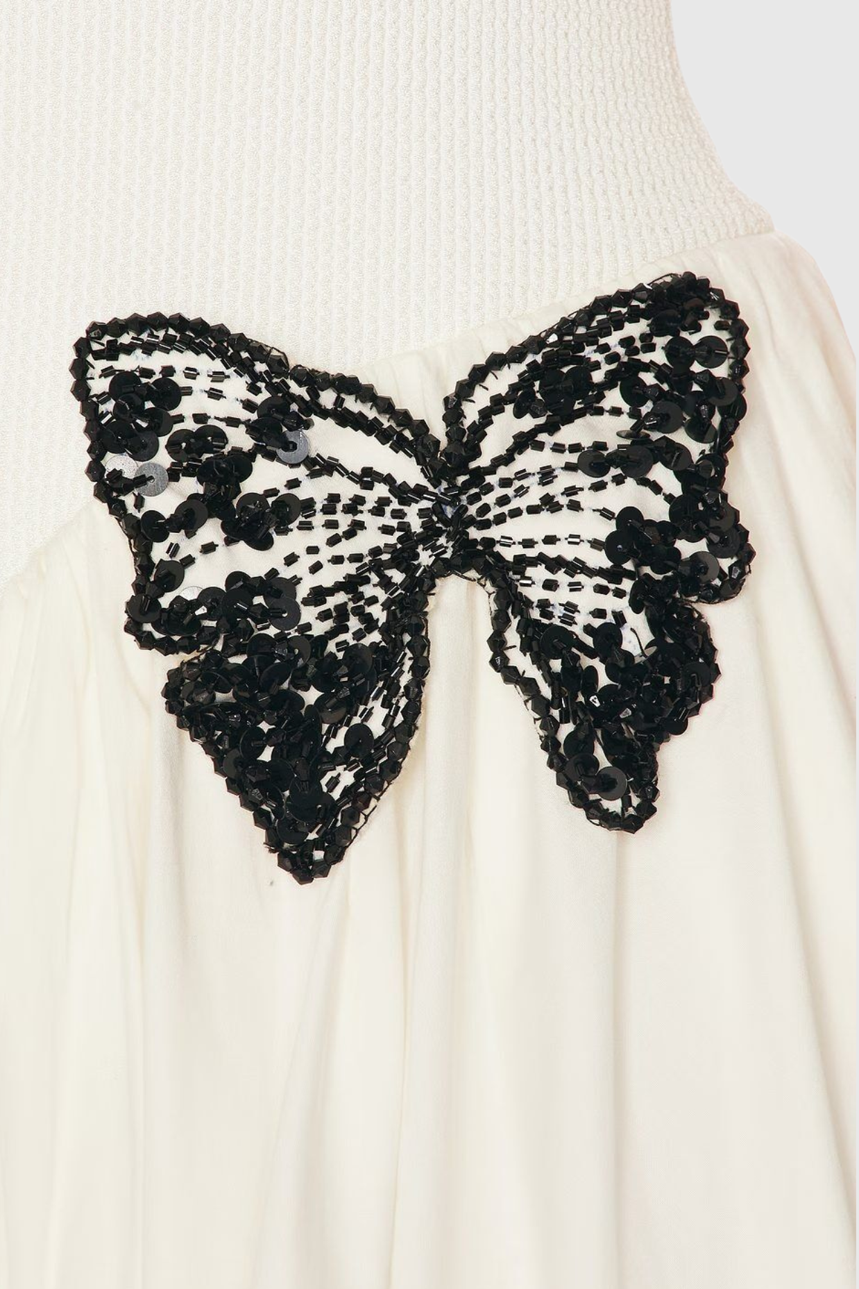 BUTTERFLY EMBELLISHED KNIT MIDI DRESS