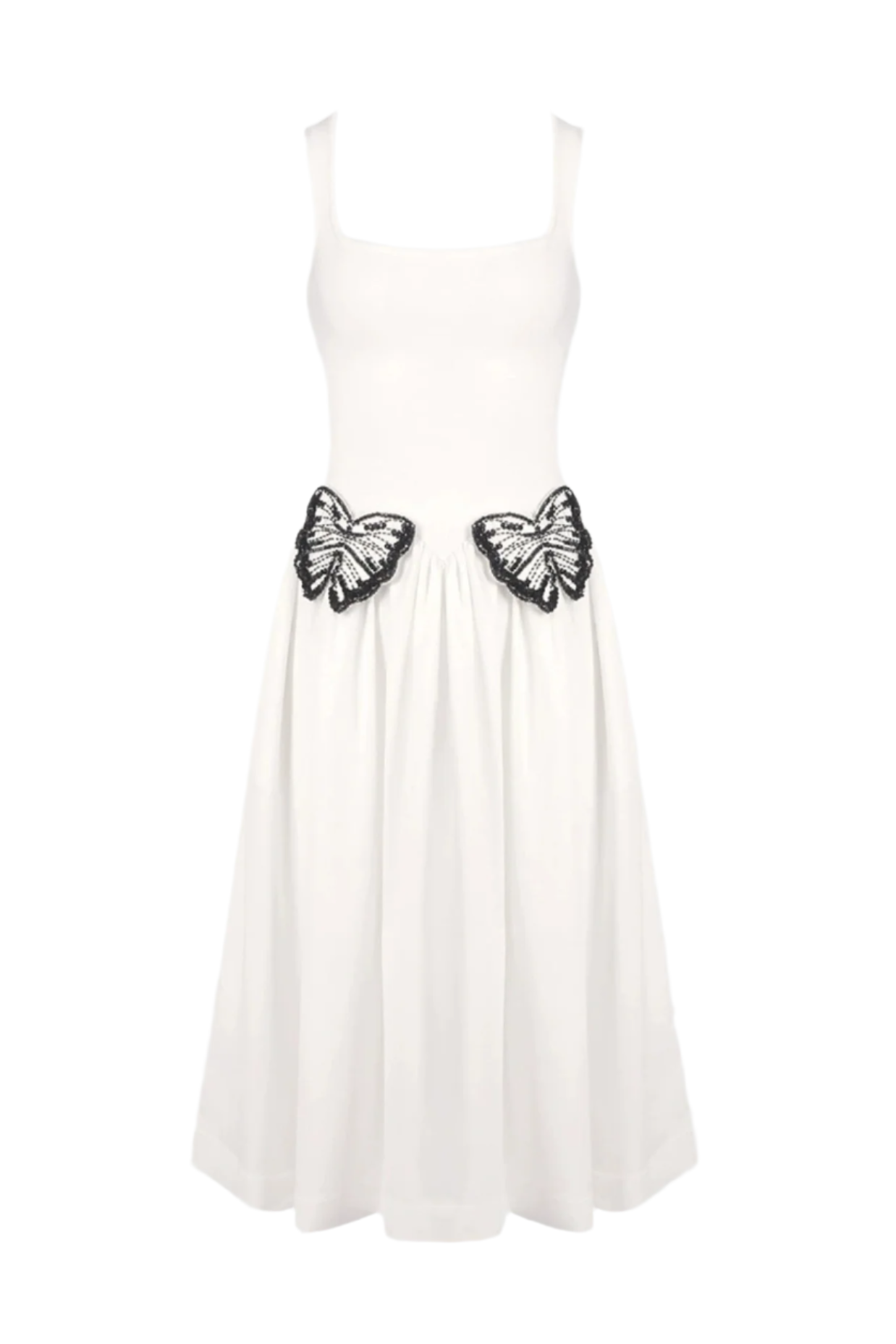 BUTTERFLY EMBELLISHED KNIT MIDI DRESS