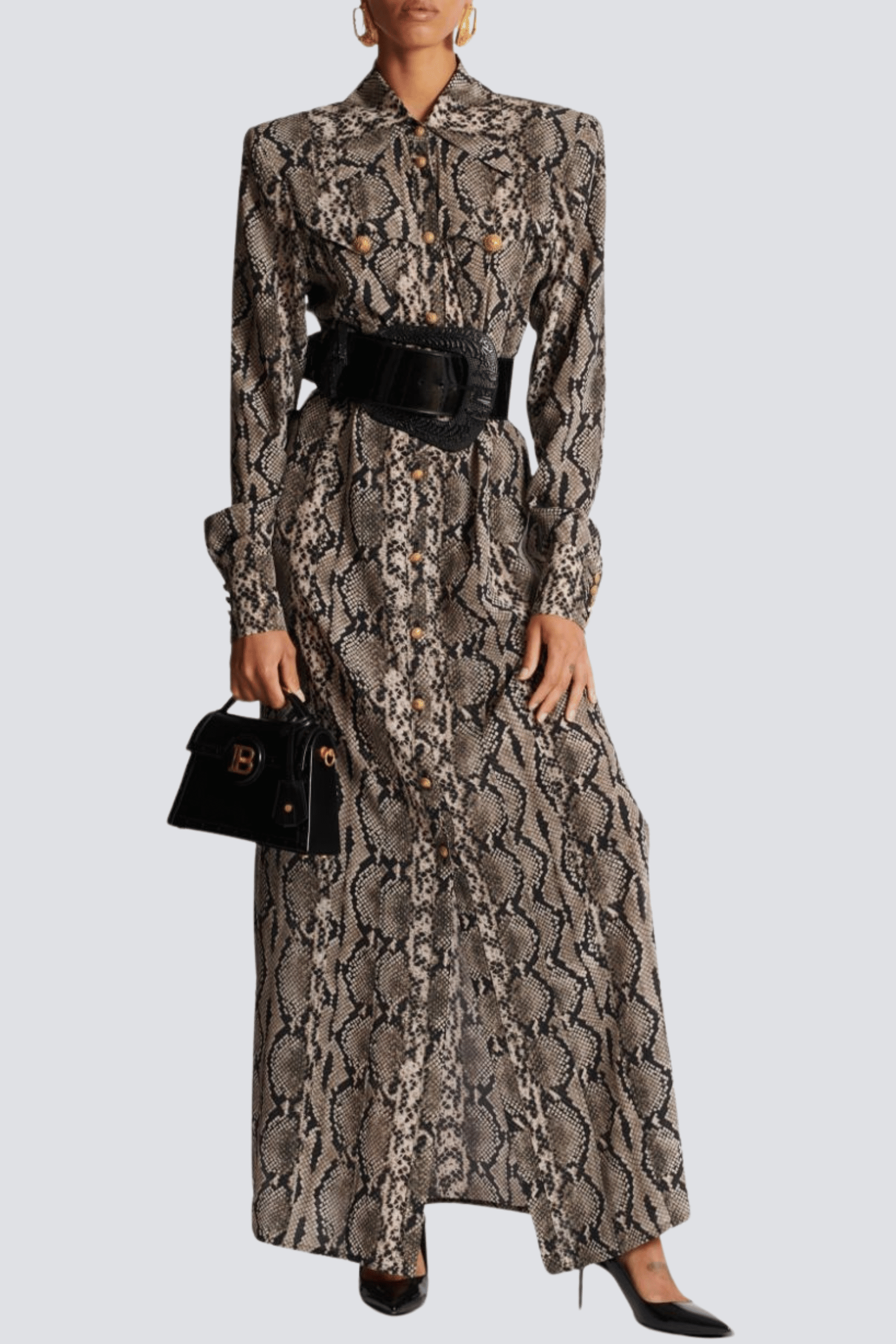 FILIS SNAKE PRINT MAXI SHIRT DRESS FOR WORK