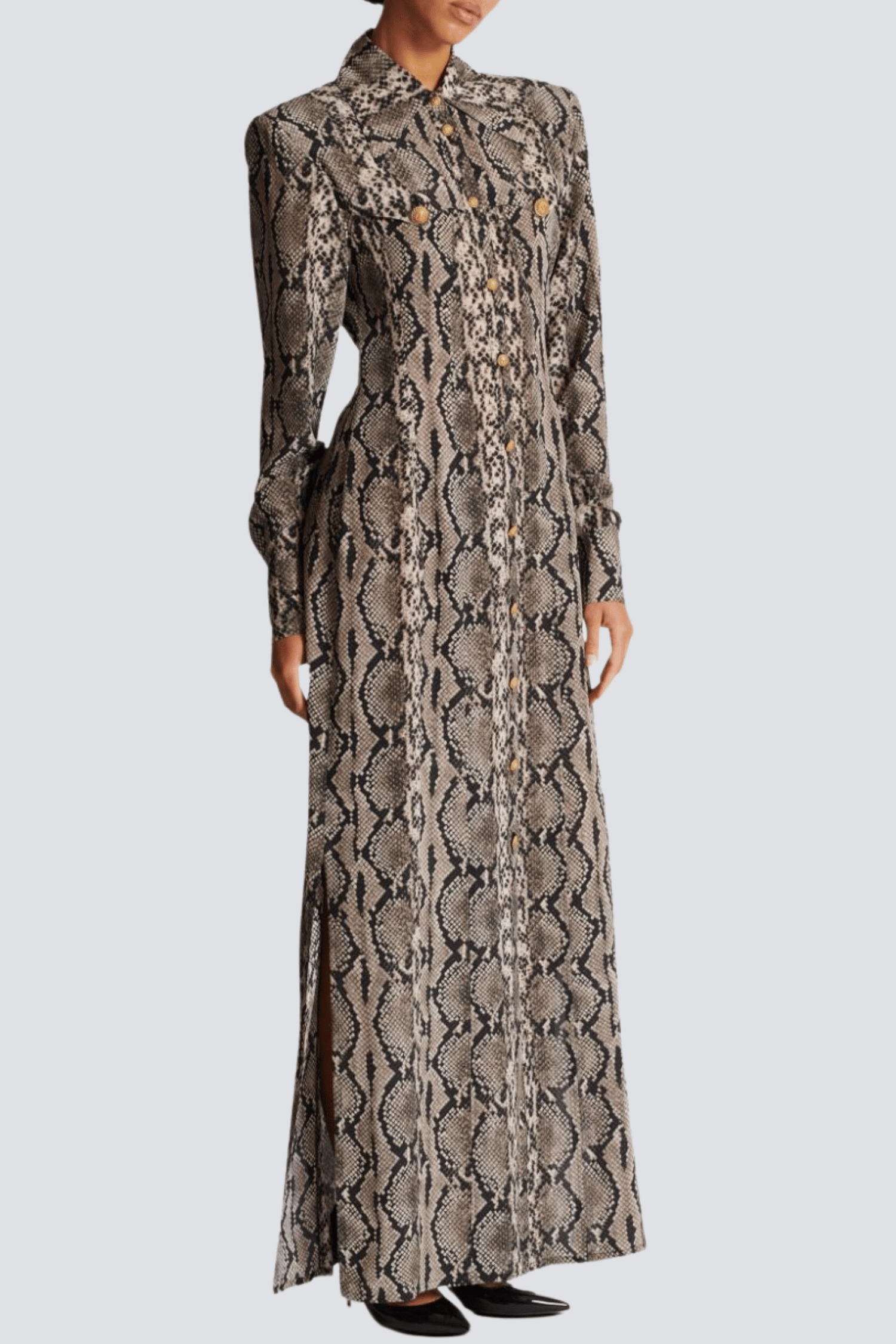 FILIS SNAKE PRINT MAXI SHIRT DRESS FOR WORK