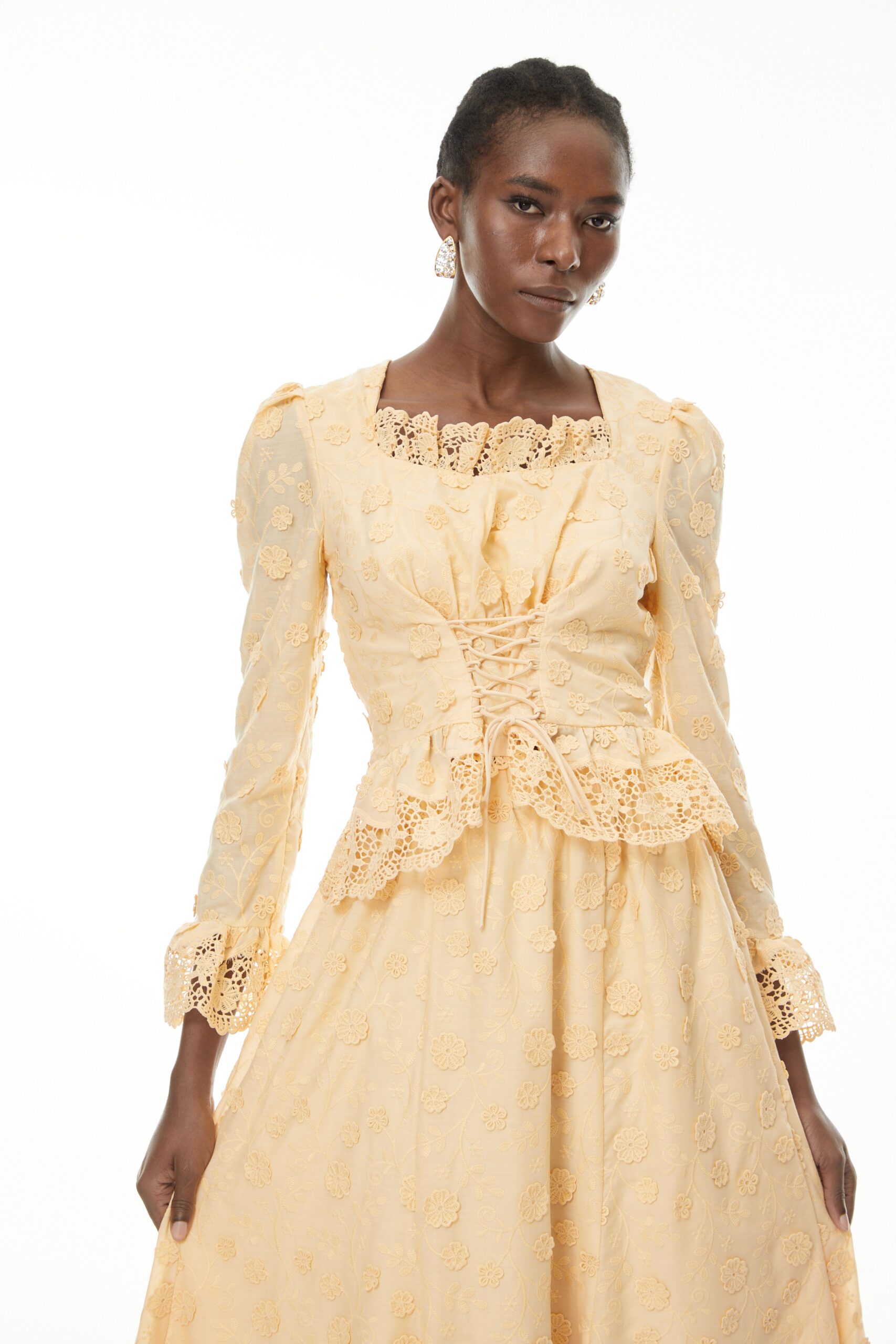 REBECCA APRICOT LACE BLOUSE & SKIRT SET, FEMININE WEDDING GUEST
